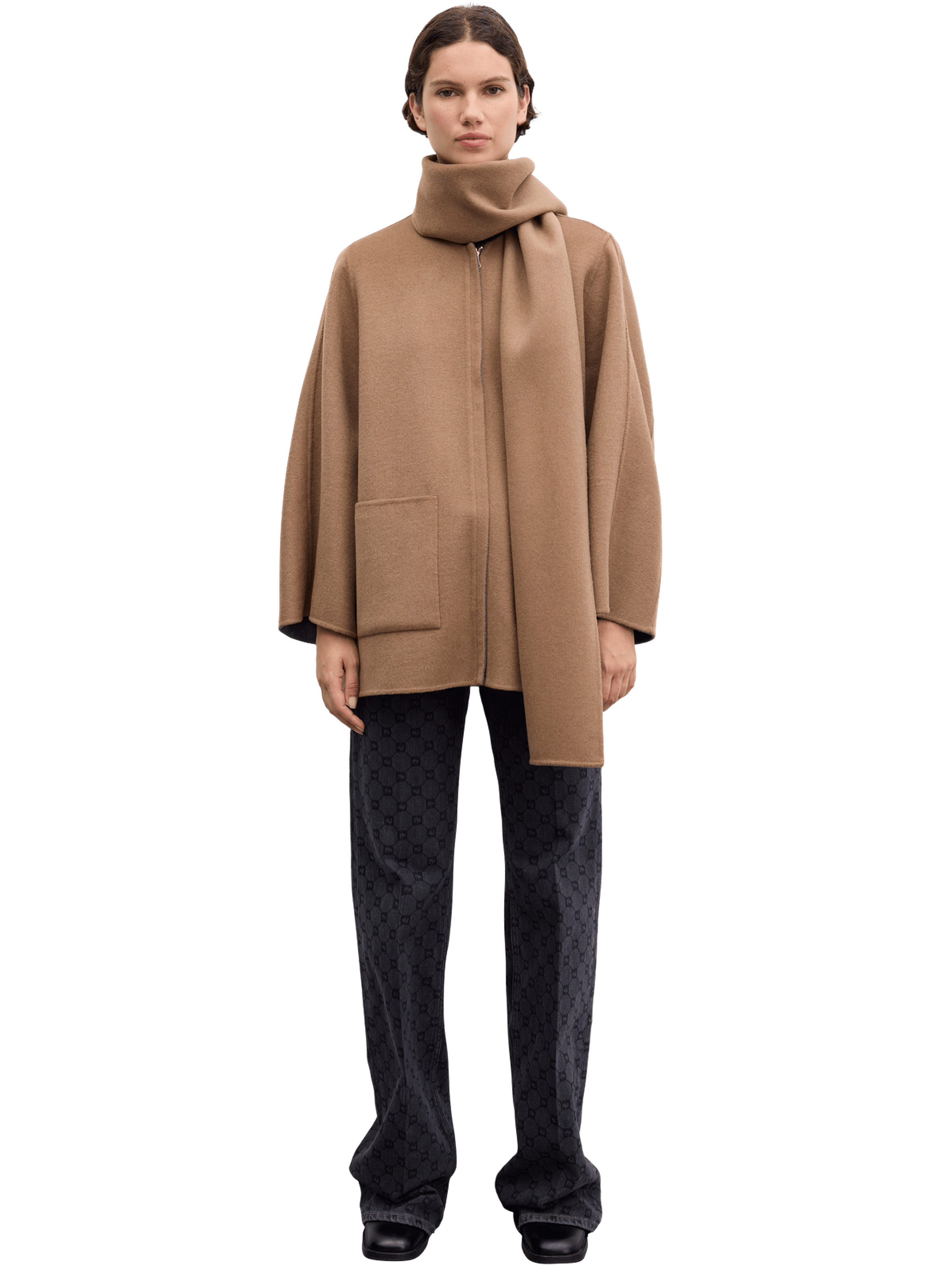 Manteau zippé en laine double face - amia GERARD DAREL Gris