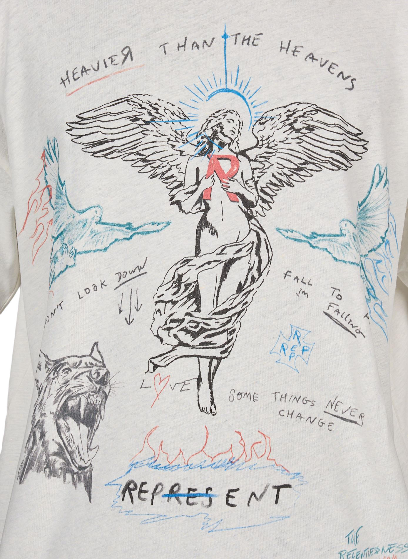 Bedrucktes T-Shirt mit Rundhalsausschnitt aus Baumwolle REPRESENT Weiss