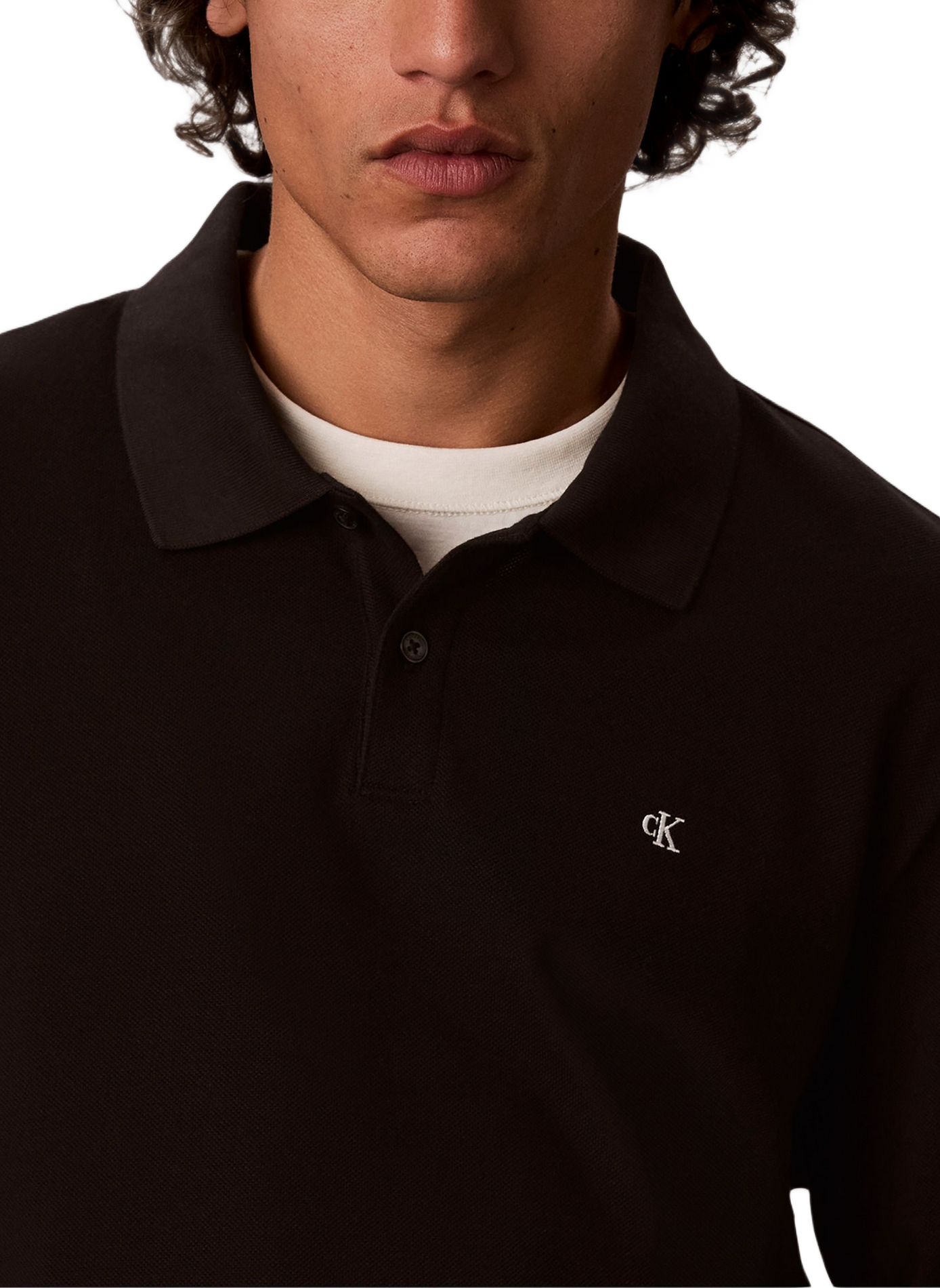 Polo manches longues en coton CALVIN KLEIN Noir