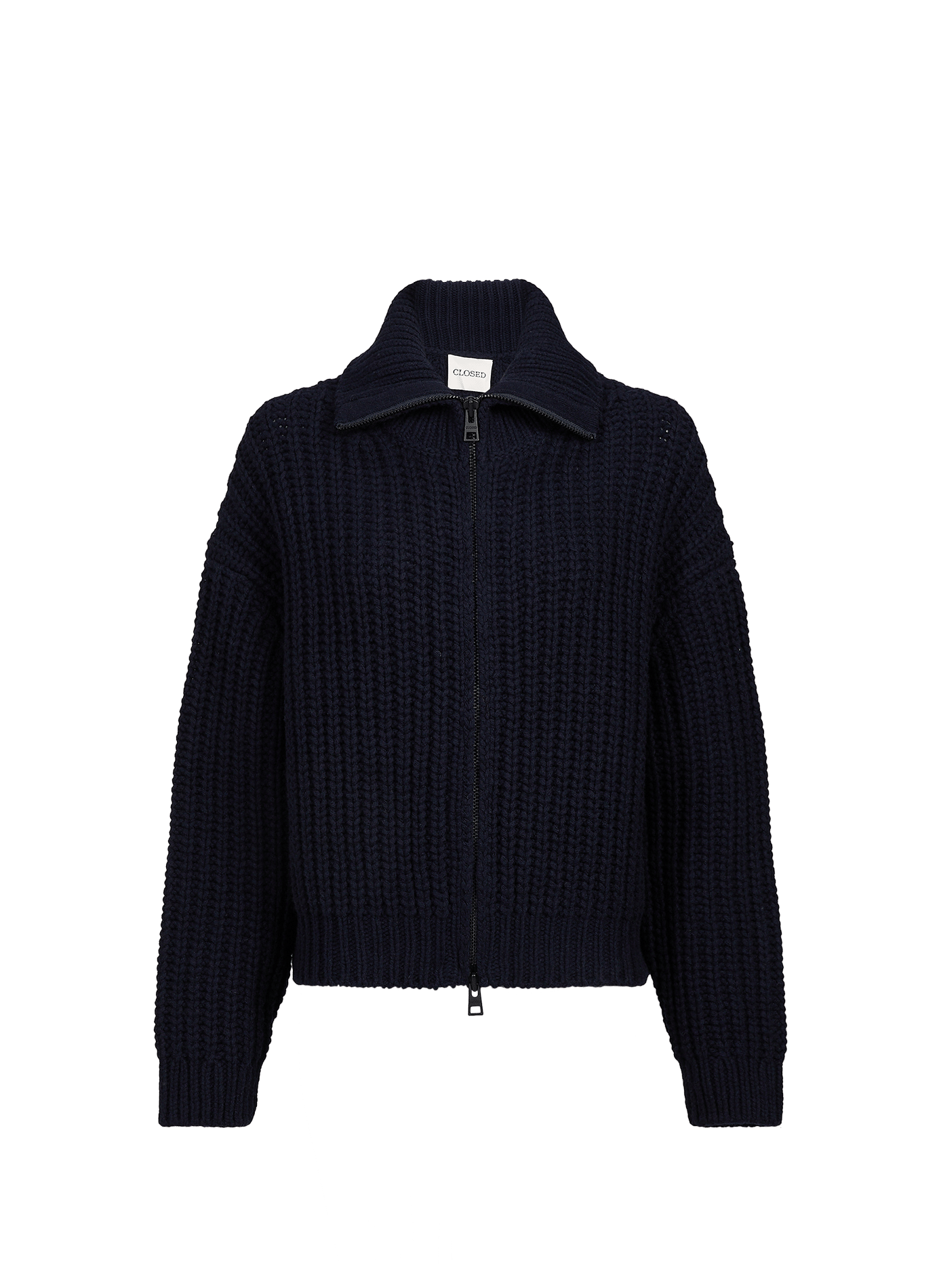 Weste mit hohem Kragen aus dicker Wollstrickware CLOSED Blau