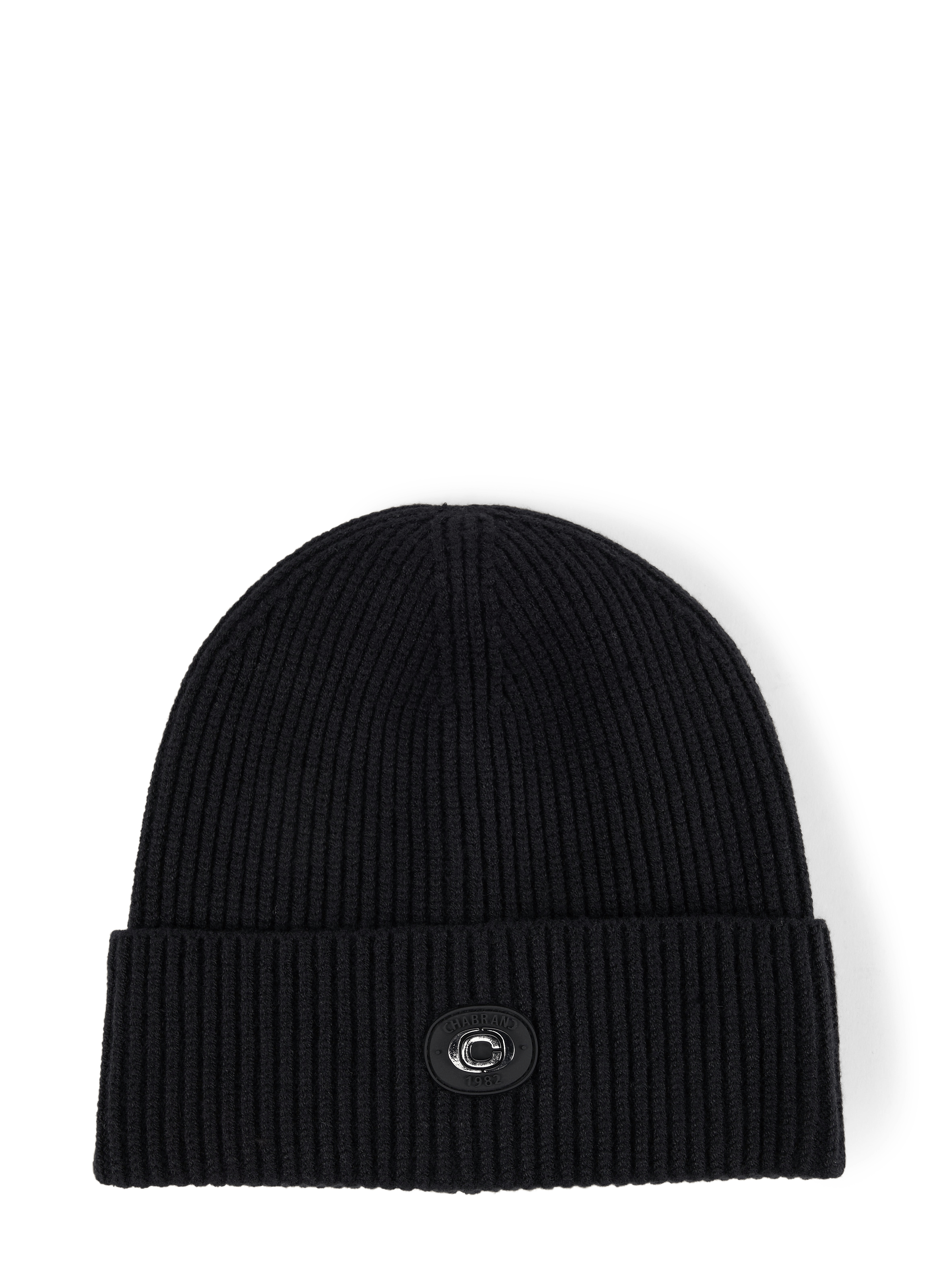 Bonnet à revers en maille côtelée  Noir