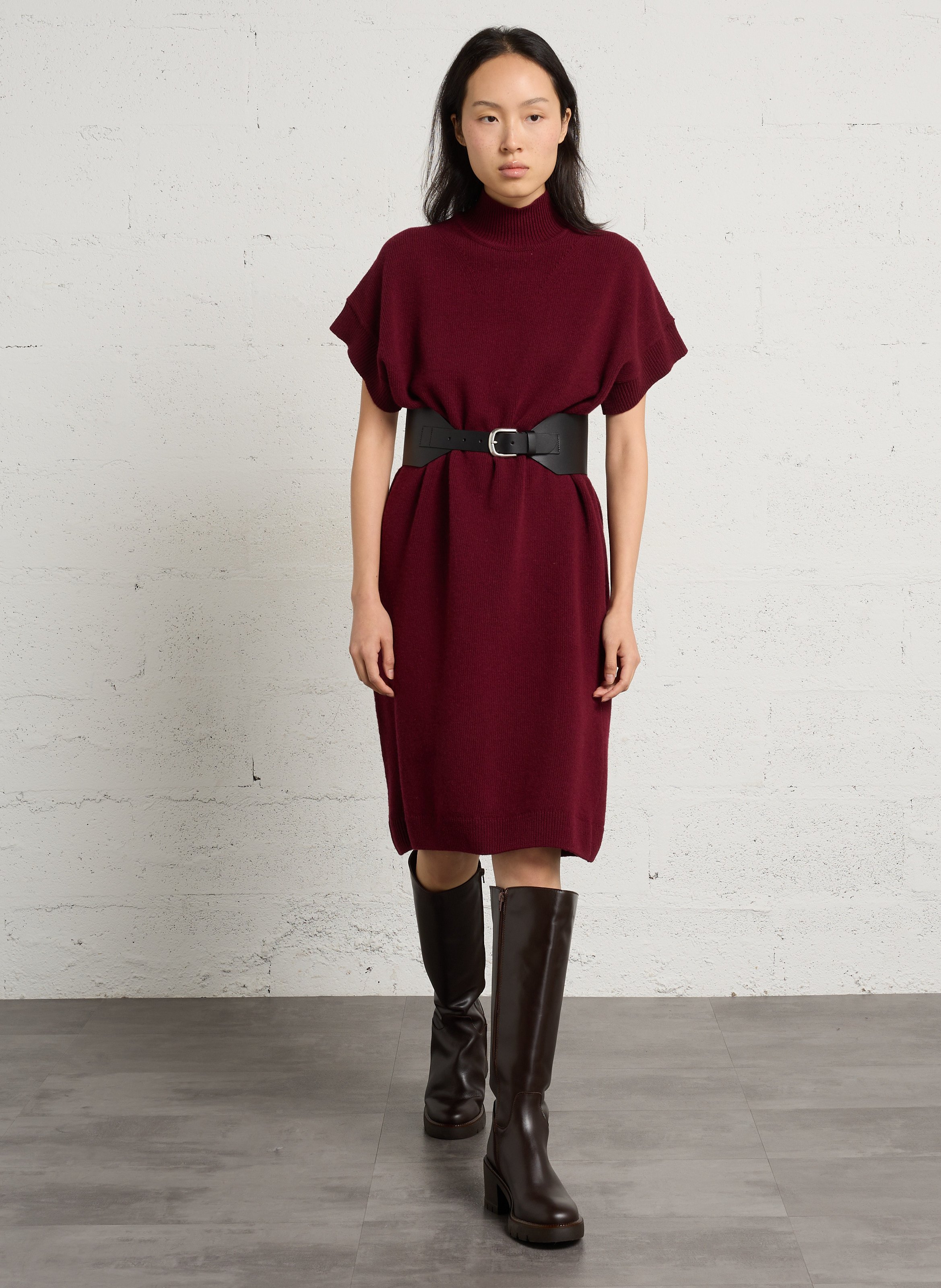 Robe pull midi ample en laine ARMOR-LUX Rouge