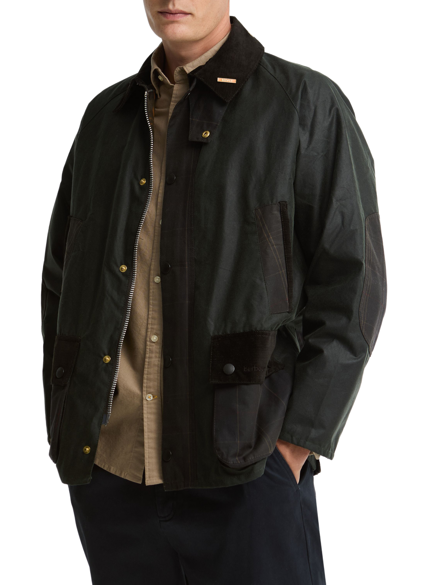 Rechte jas van gewaxte katoenen canvas BARBOUR Groen