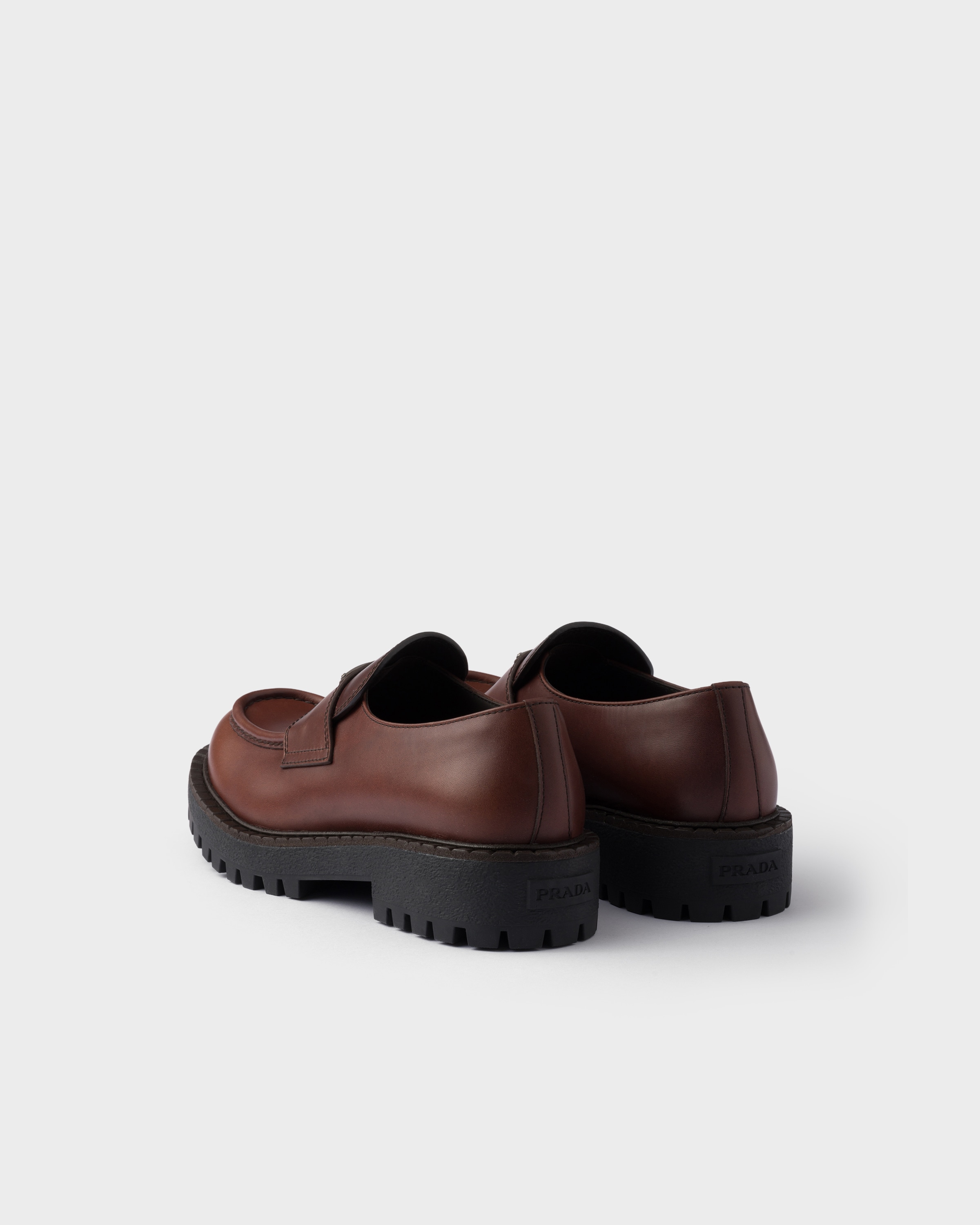 Mocassins en cuir PRADA Marron