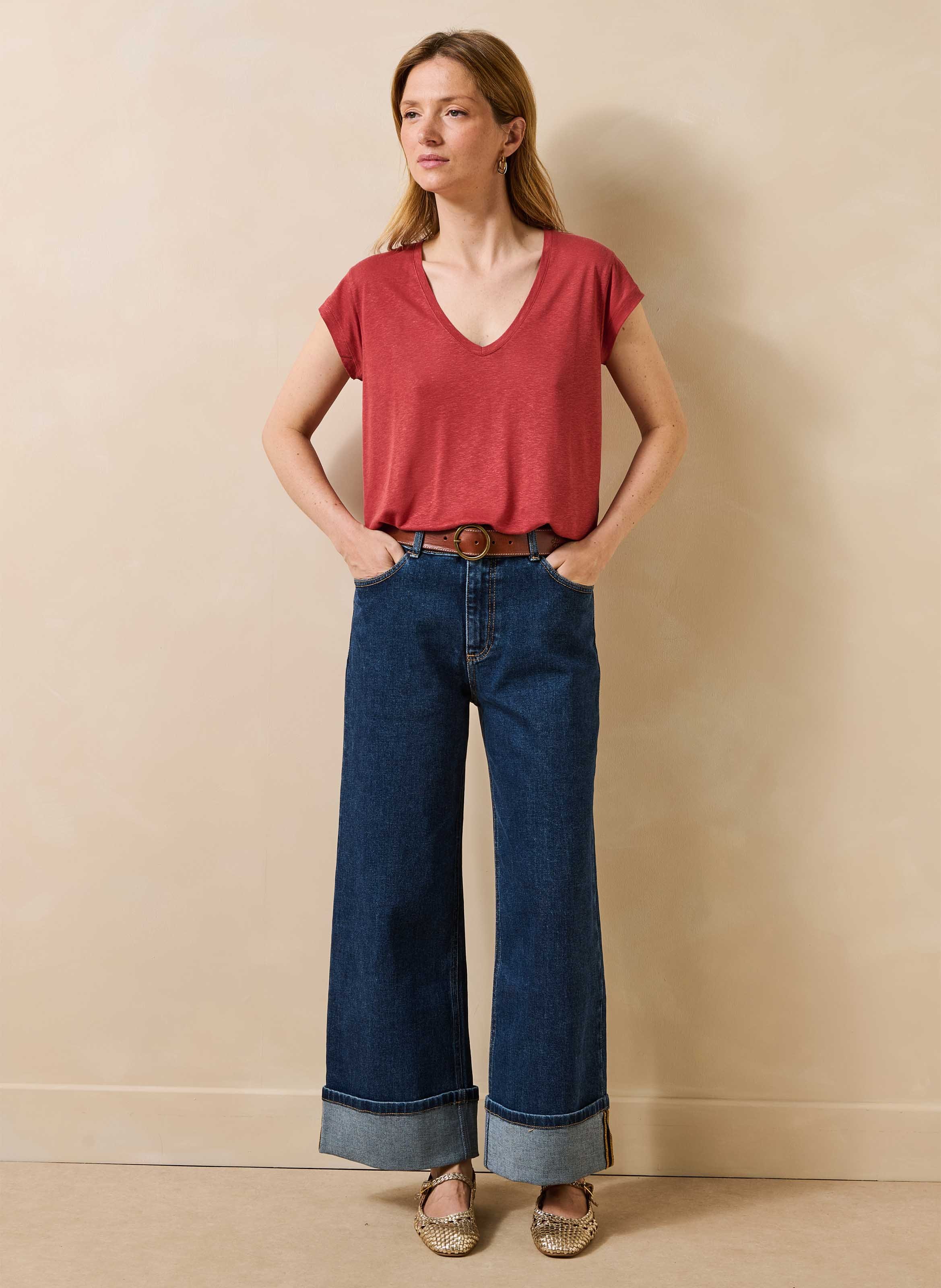 Wijde jeans van een mix met biologisch katoen LA FEE MARABOUTEE Blauw