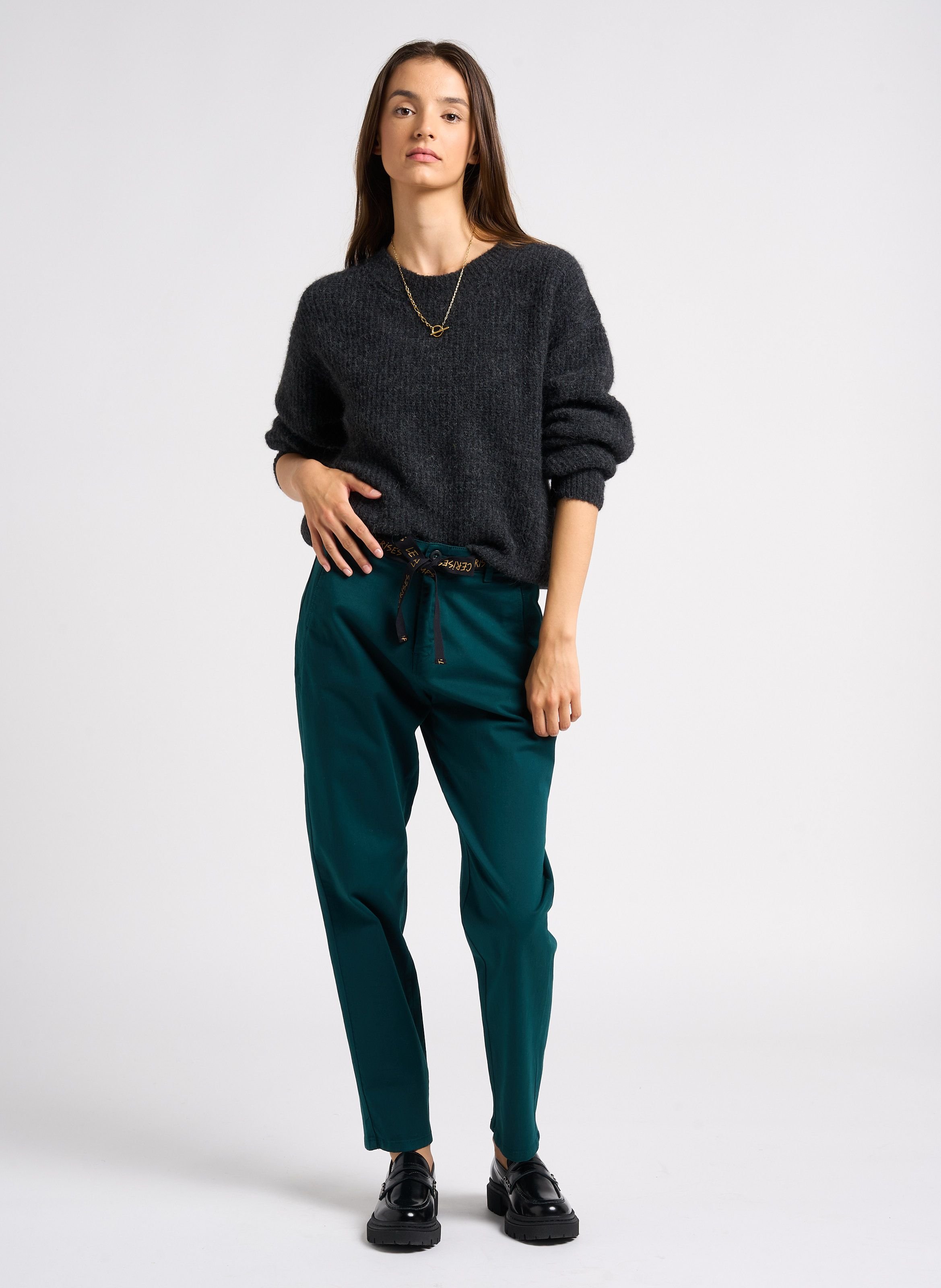 Pull col rond uni east AMERICAN VINTAGE Gris