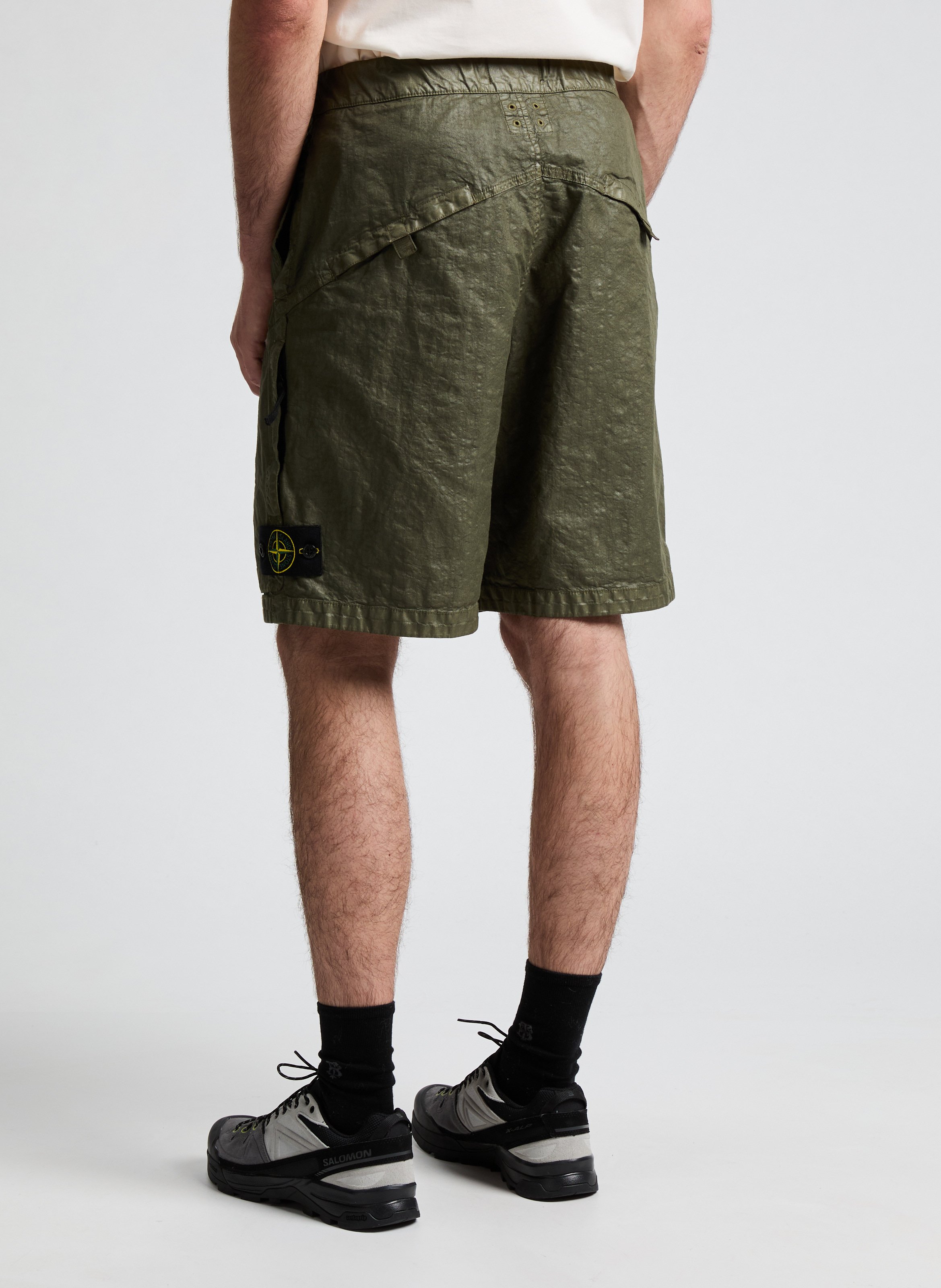 Textured logo Bermuda shorts STONE ISLAND Green