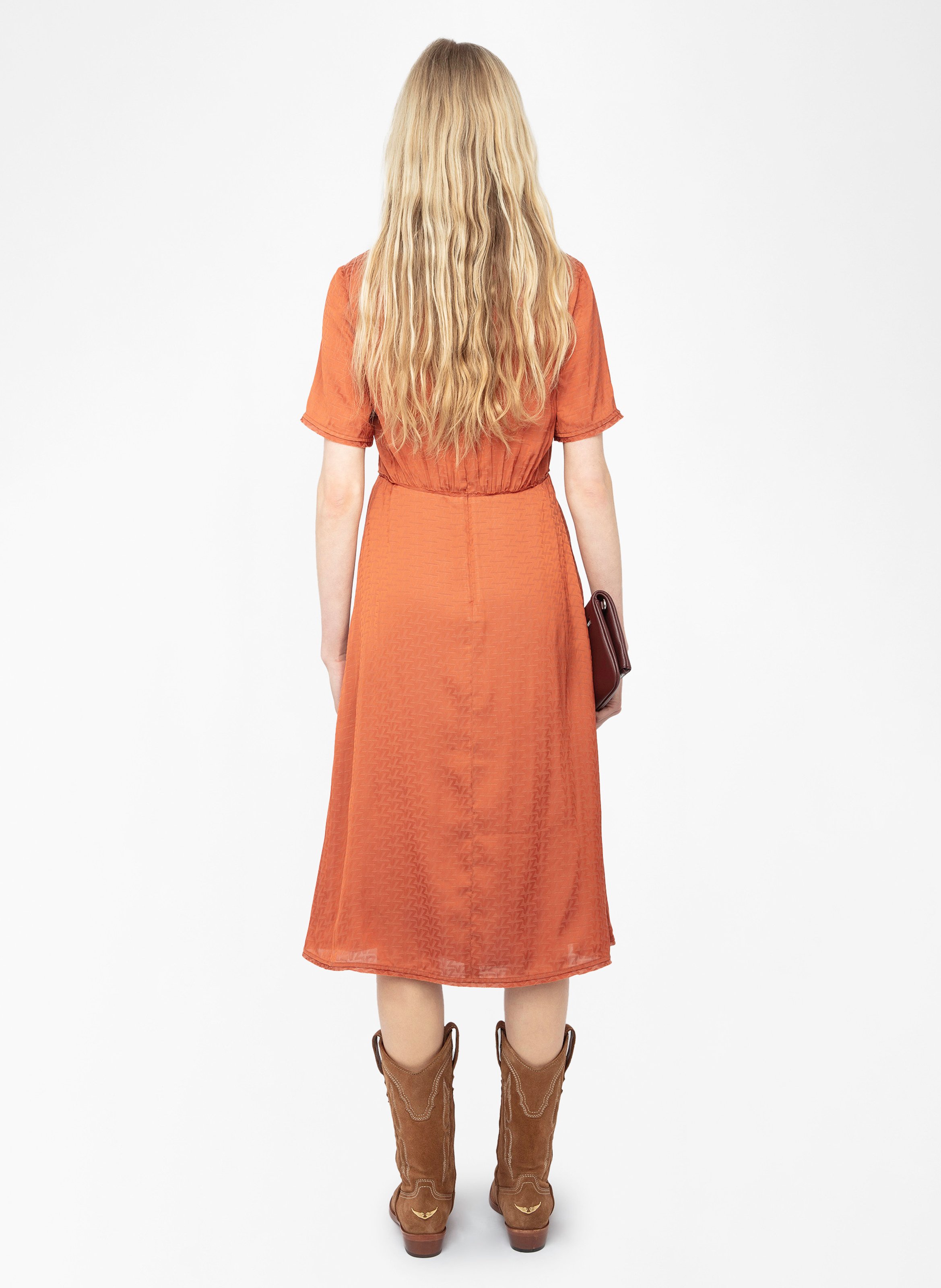 Robe midi col v satinée rhodral ZADIG&VOLTAIRE Marron