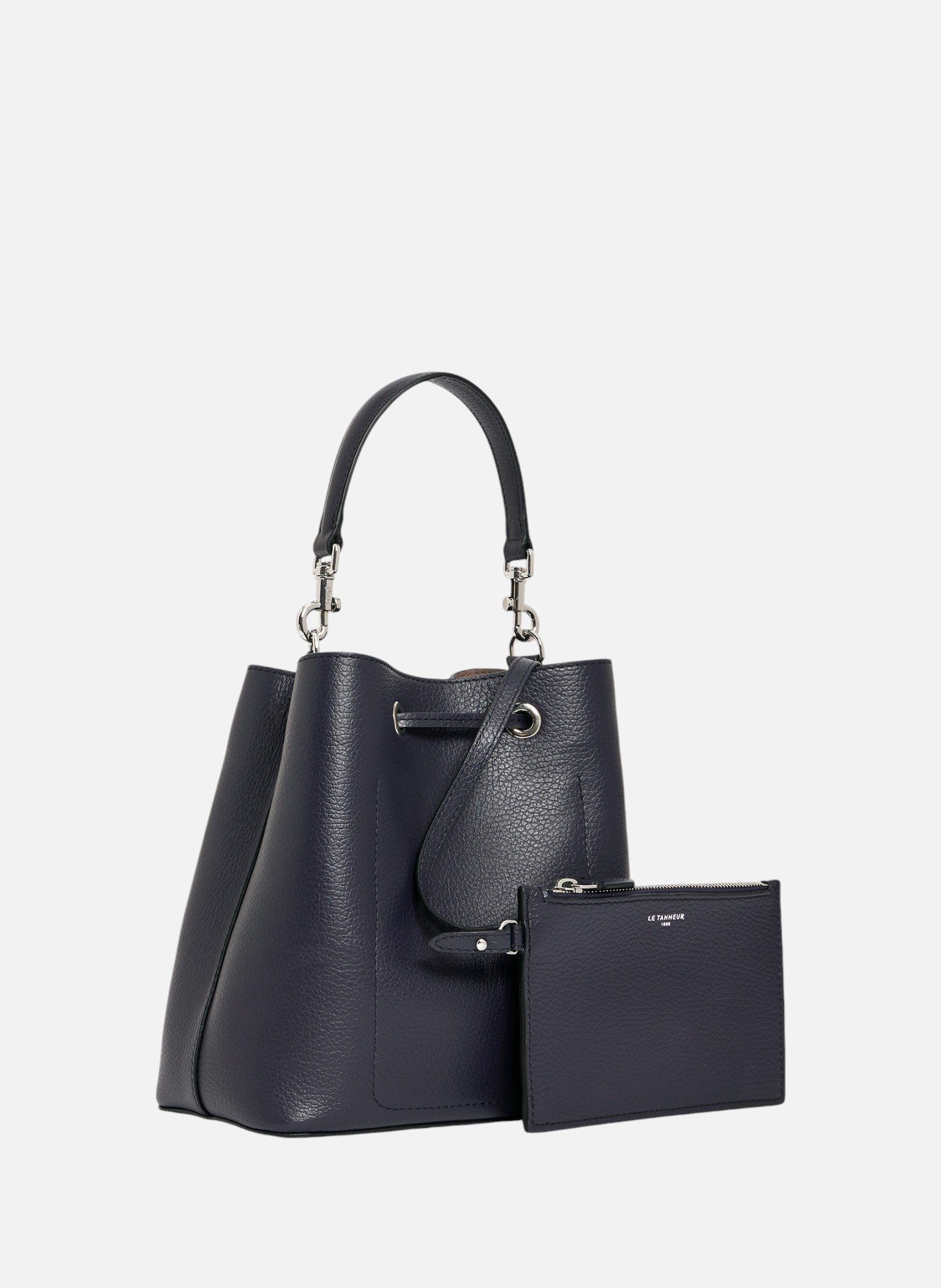 Sac seau louise en cuir grainé LE TANNEUR Bleu