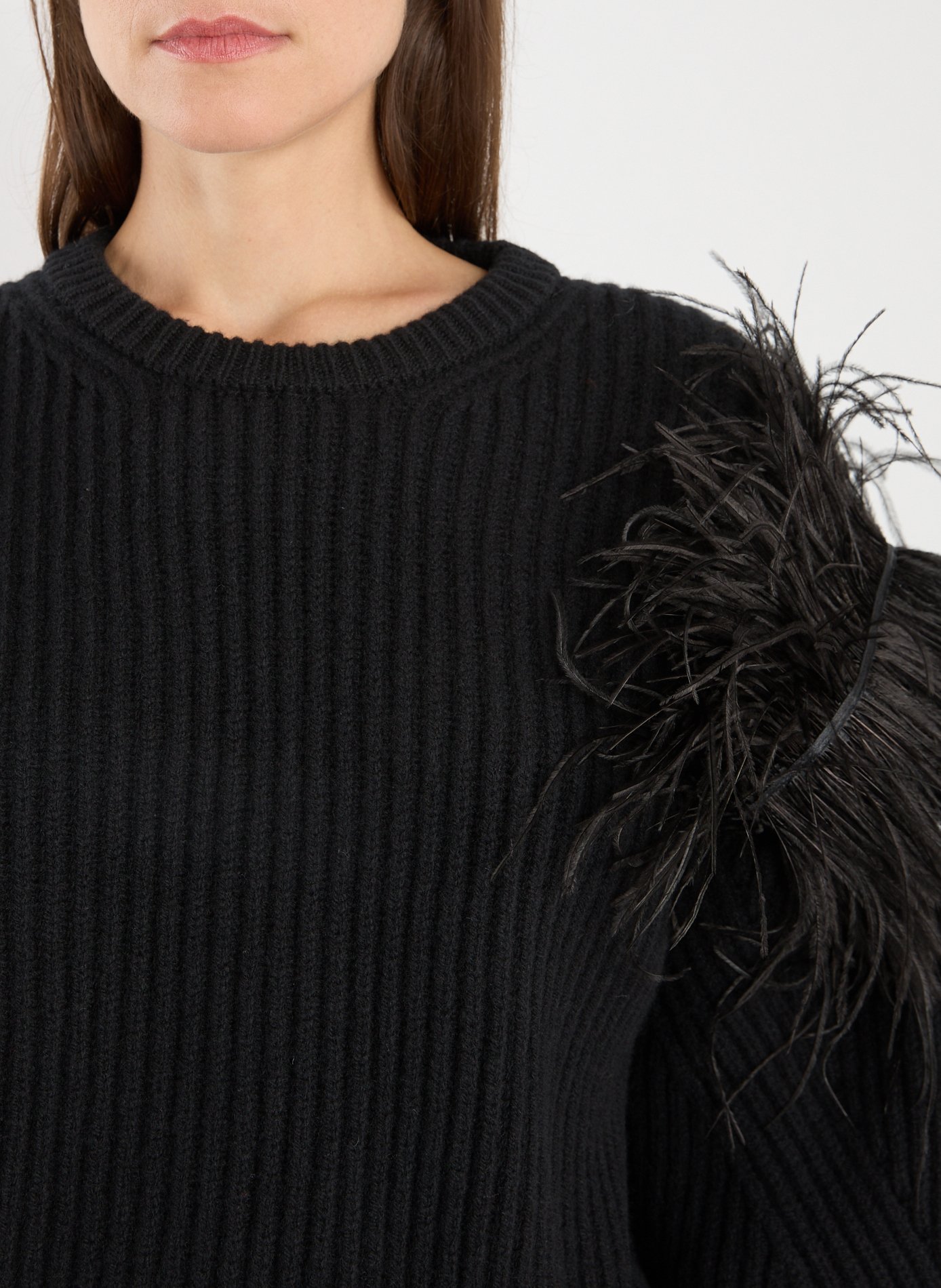 Pull en laine à plumes BLUMARINE Noir