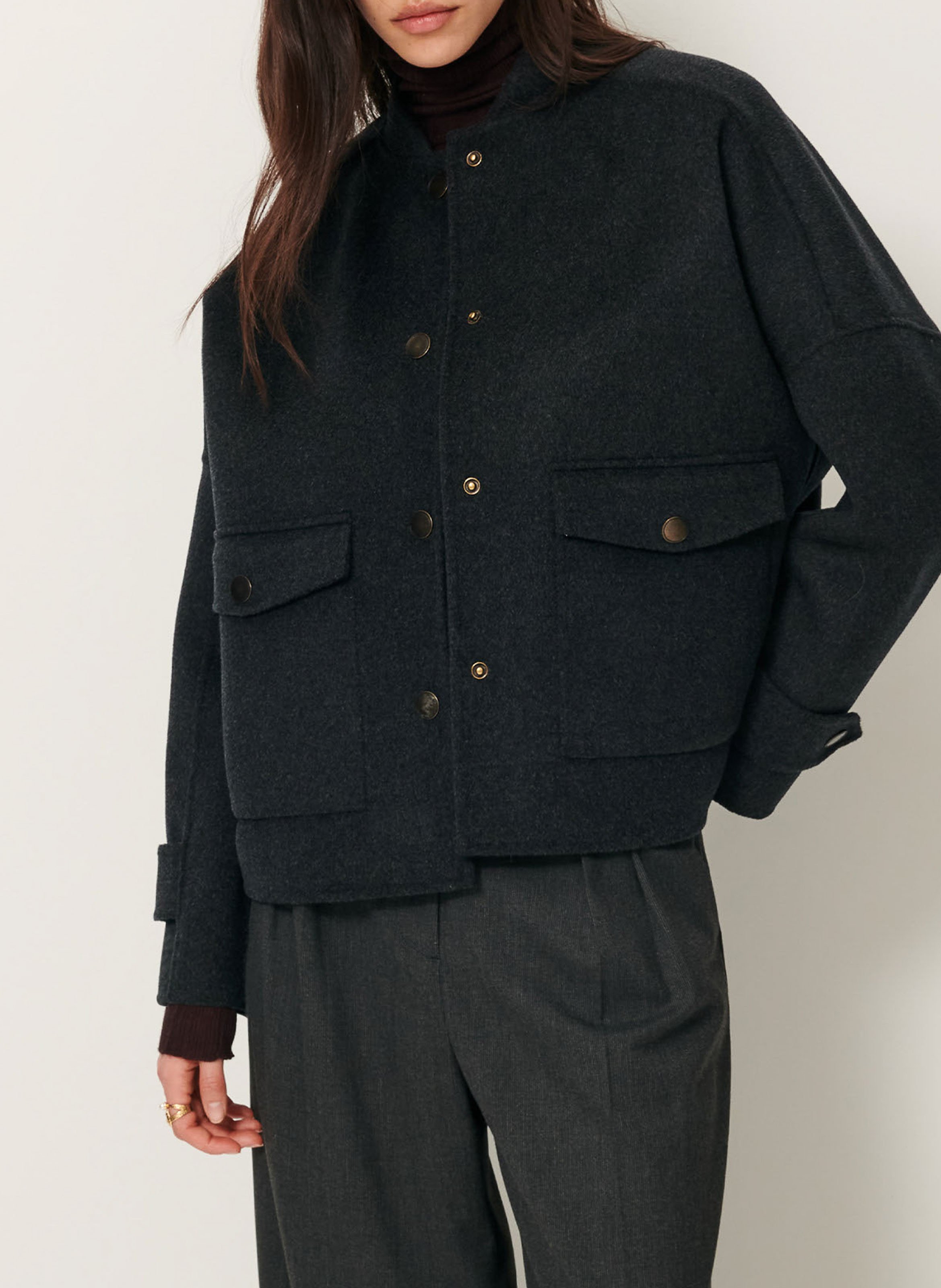 Veste esprit teddy en laine mélangée yalepark SESSUN Gris