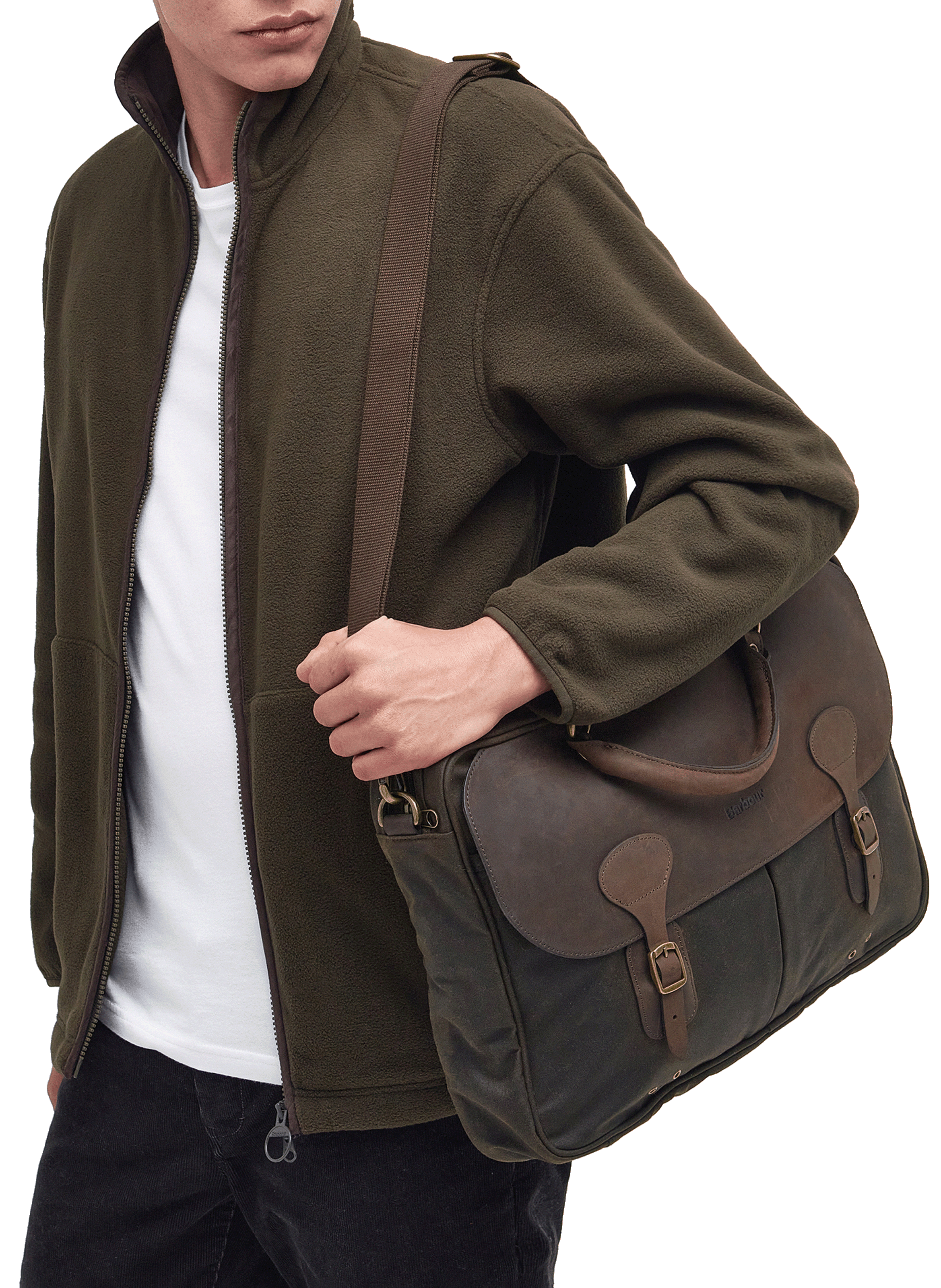 Cotton laptop bag with buckle BARBOUR Green