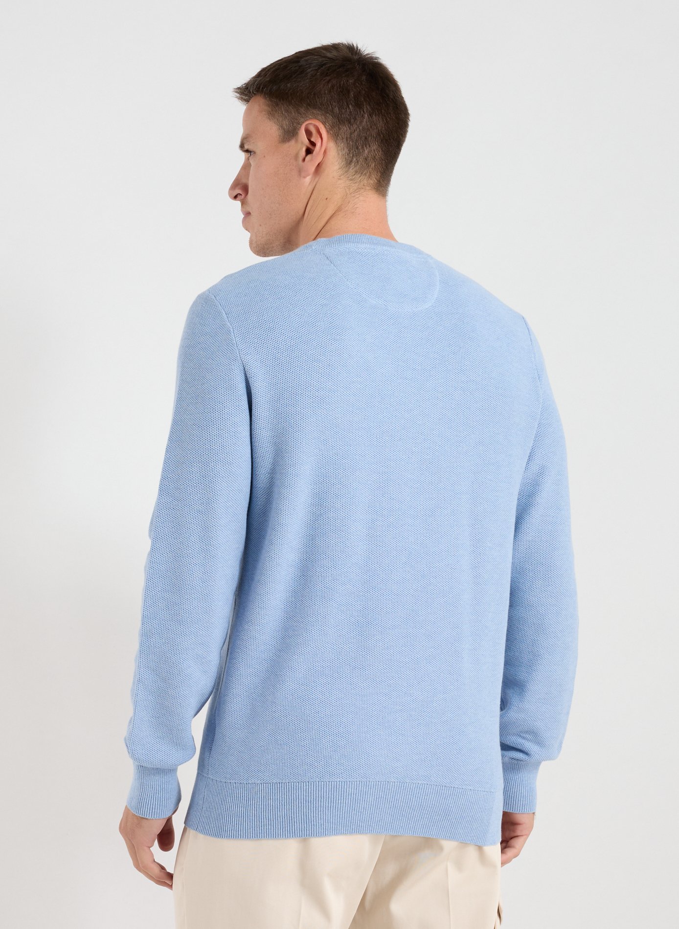 Round neck sweater with cotton embroidery EDEN PARK Blue