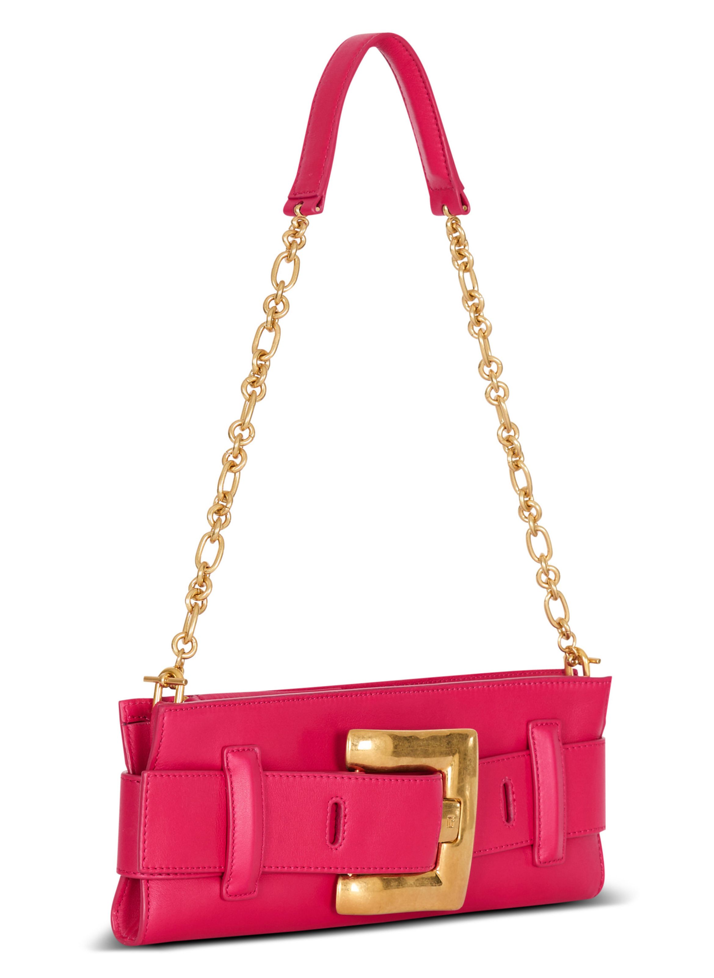 Pochette anthem en cuir de veau BALMAIN Rose