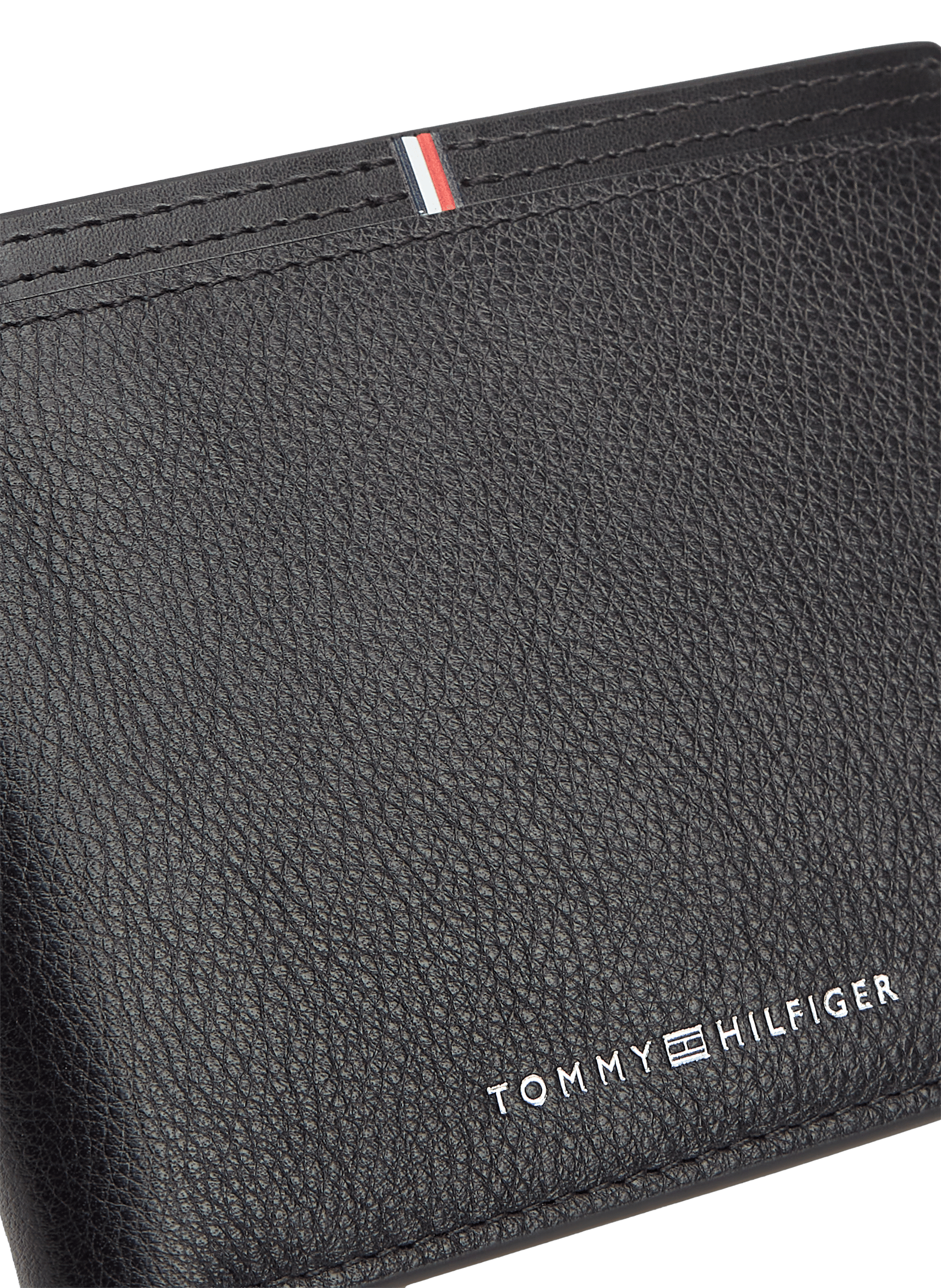 Portefeuille à logo en cuir de vache TOMMY HILFIGER Noir
