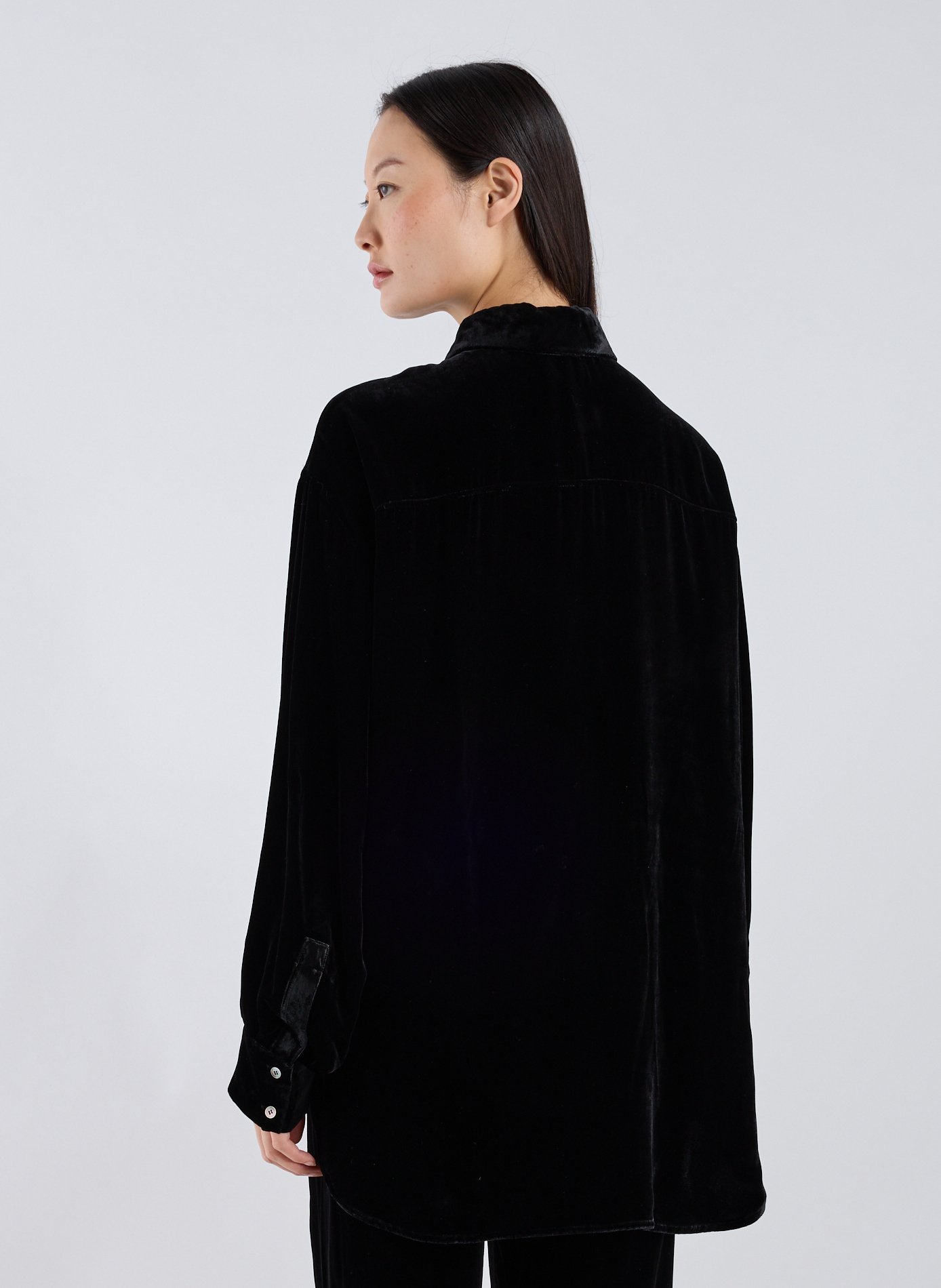 Velvet shirt with classic collar R2W Black