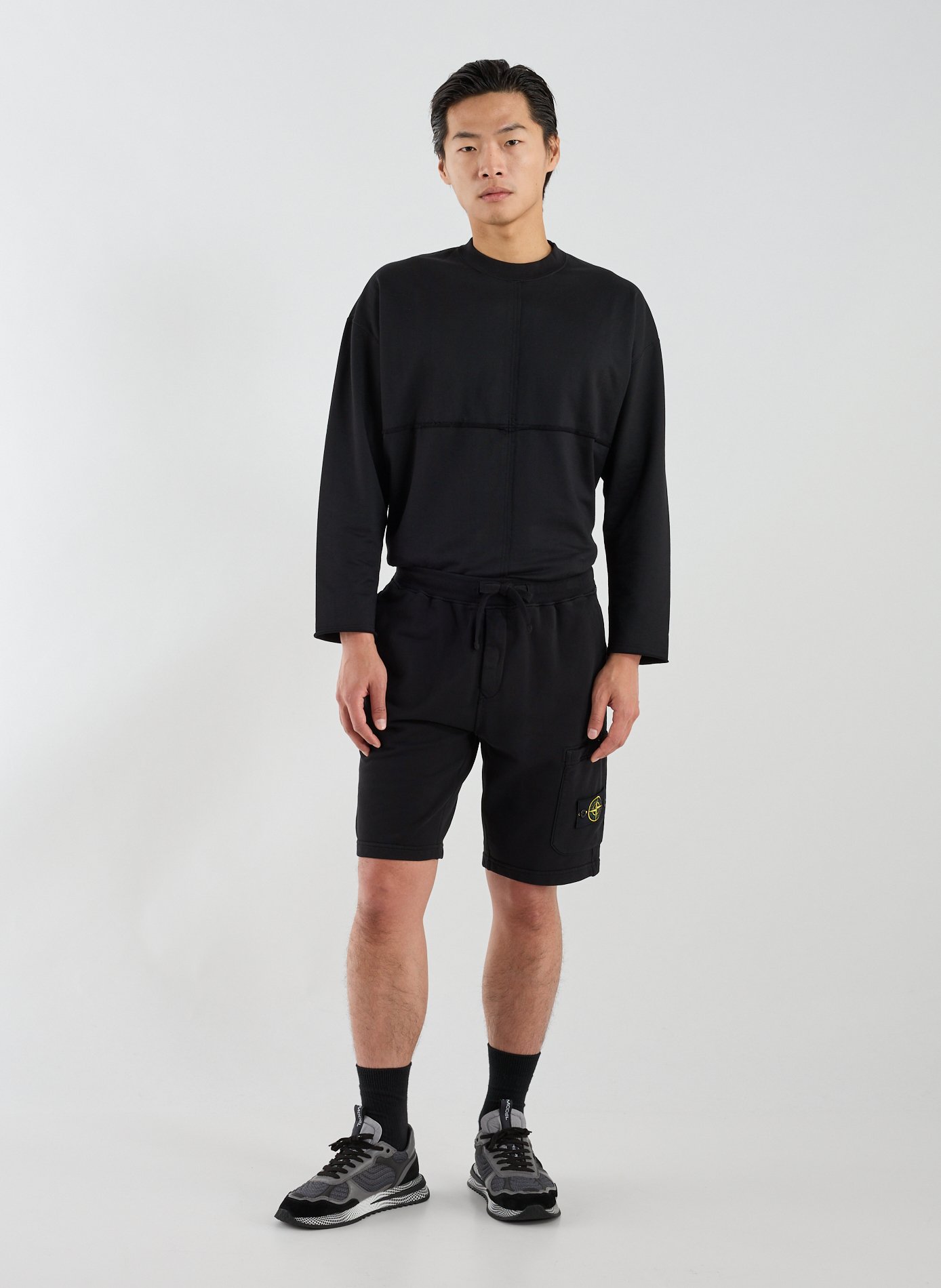 Plain cotton shorts STONE ISLAND Black