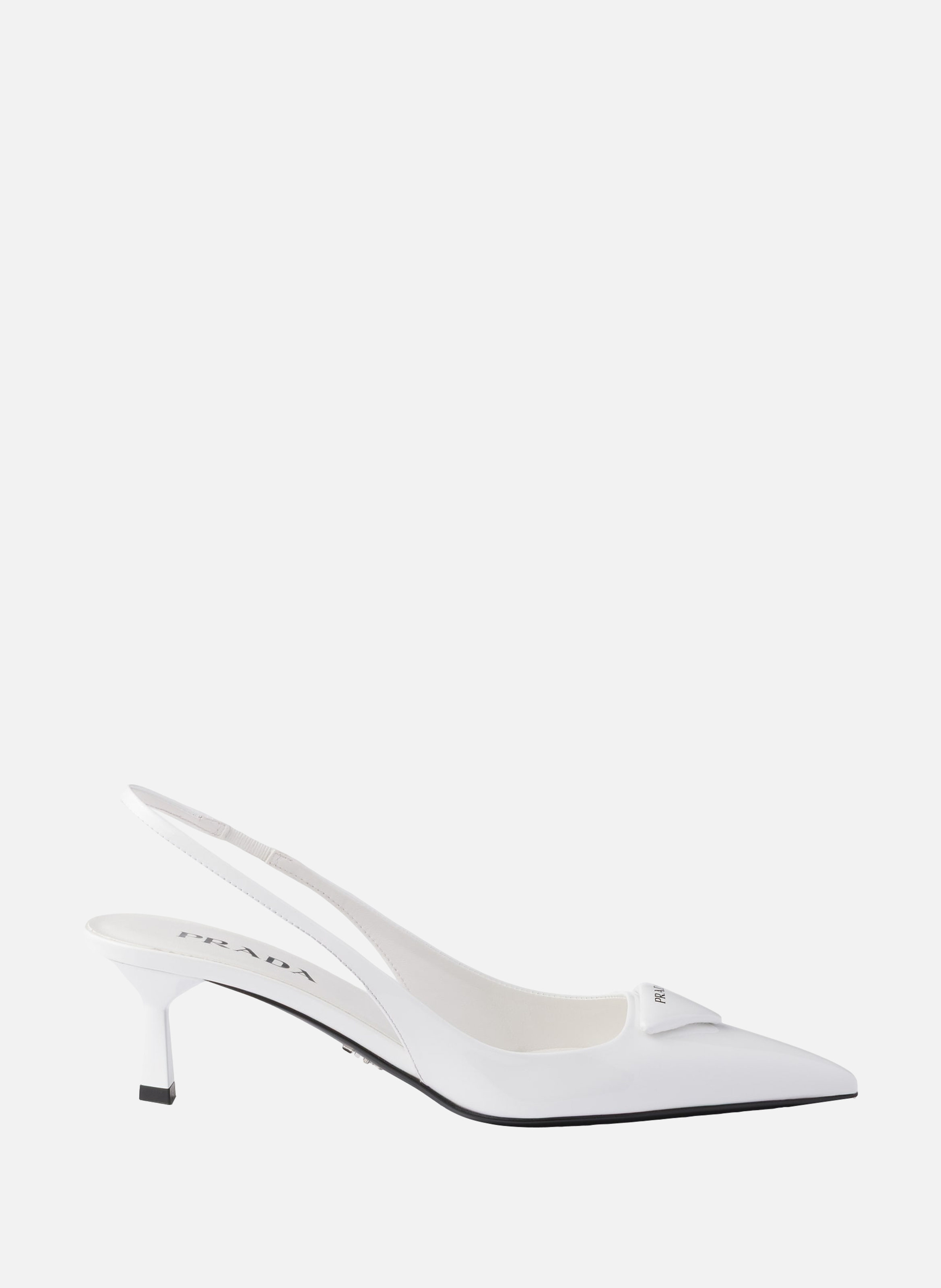 Escarpins à bride arrière en cuir verni PRADA Blanc