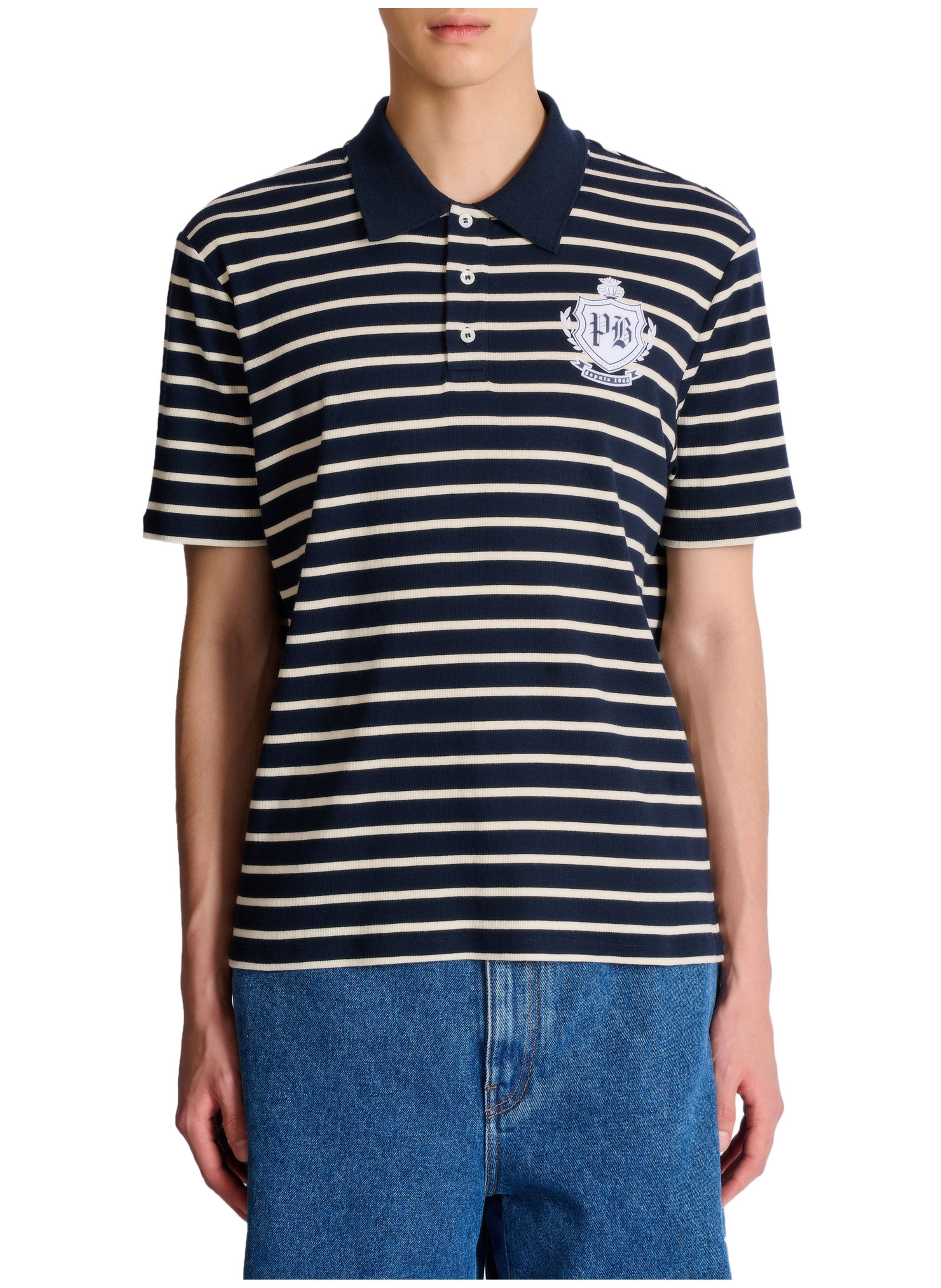 Polo marinière college emblem BALMAIN Bleu
