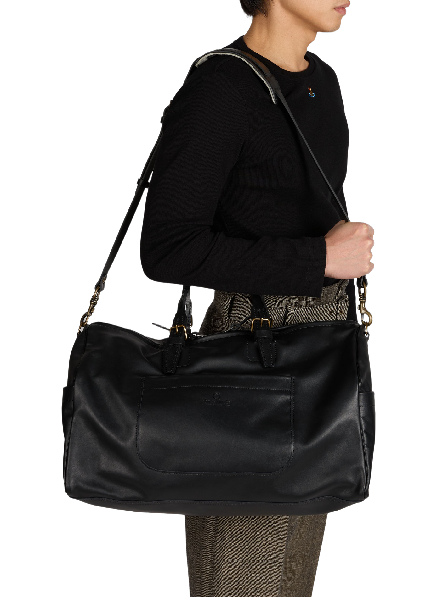 Hobo leather travel bag BLEU DE CHAUFFE Black