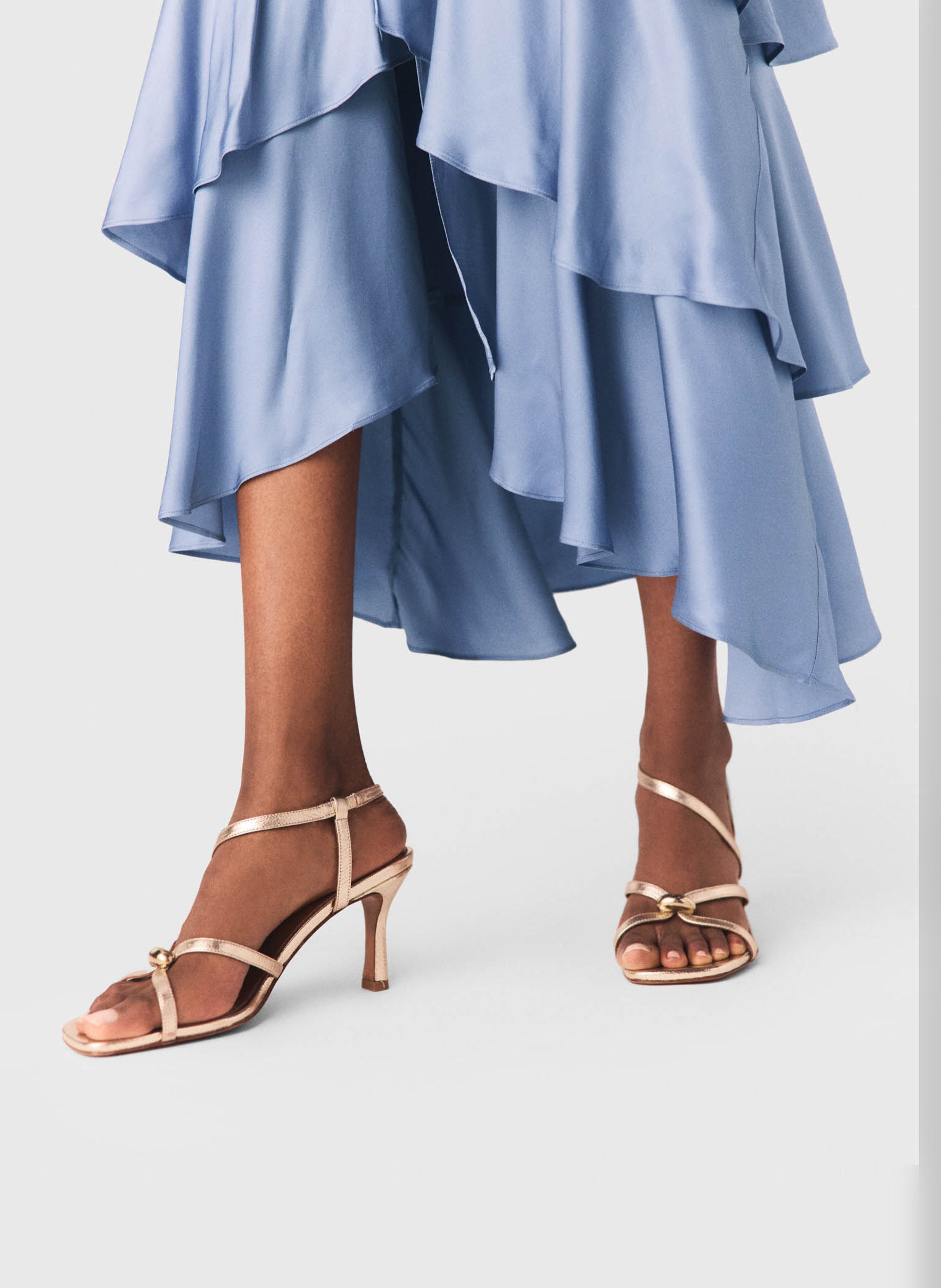 Sandales à talon en cuir métallisé MAJE Doré