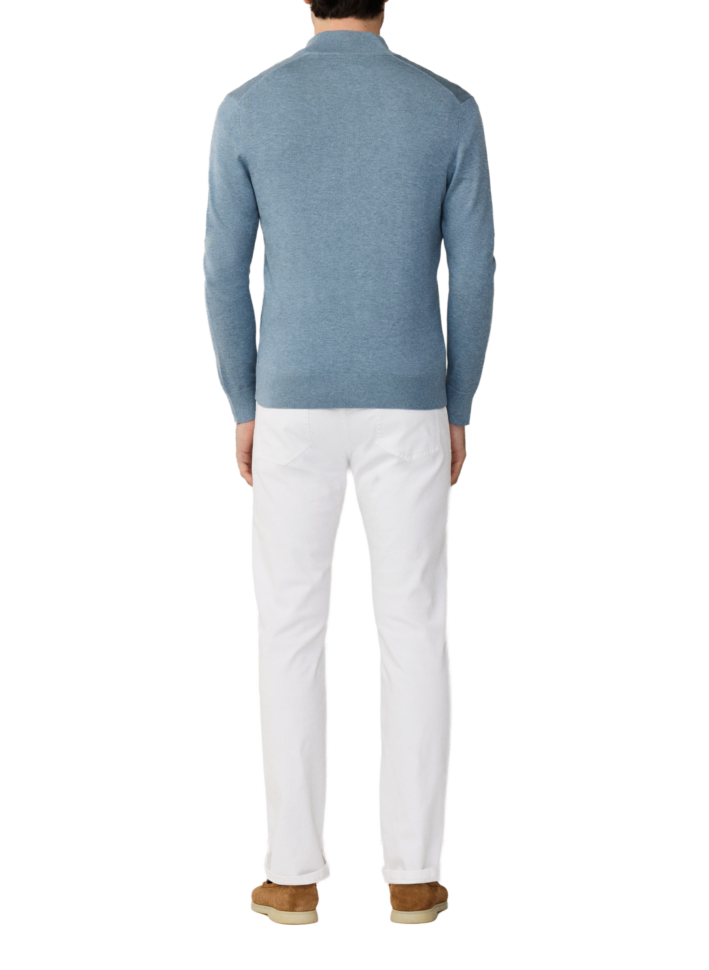 Cotton and silk zip-neck jumper HACKETT Blue