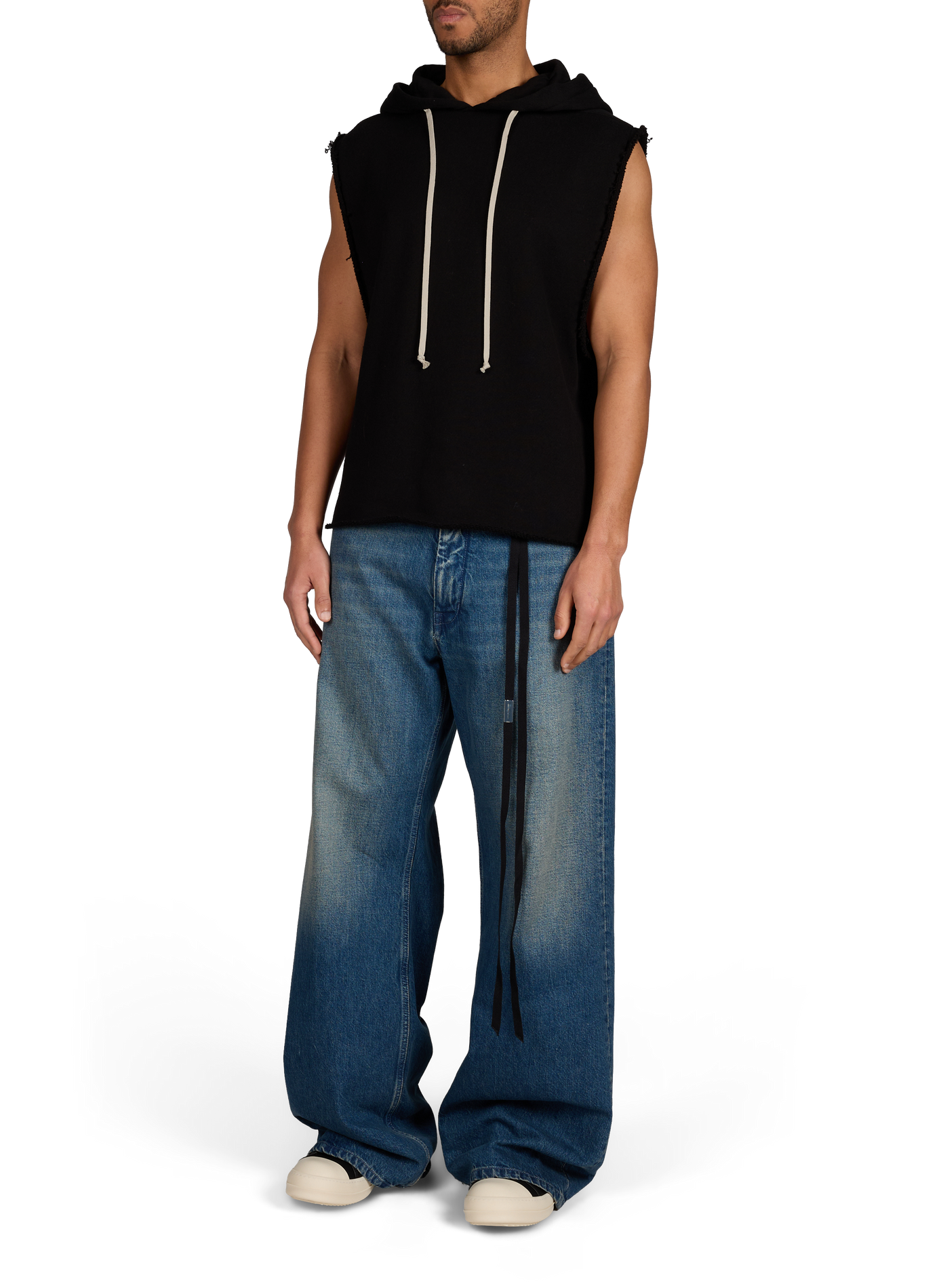 Sweat sans manches à capuche en coton RICK OWENS Noir