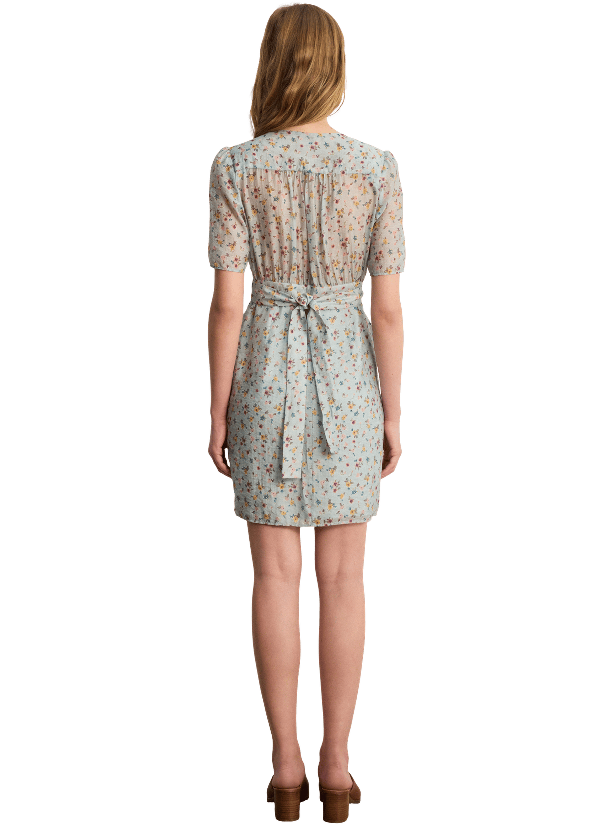 Robe portefeuille à fleurs - armelle PABLO Bleu