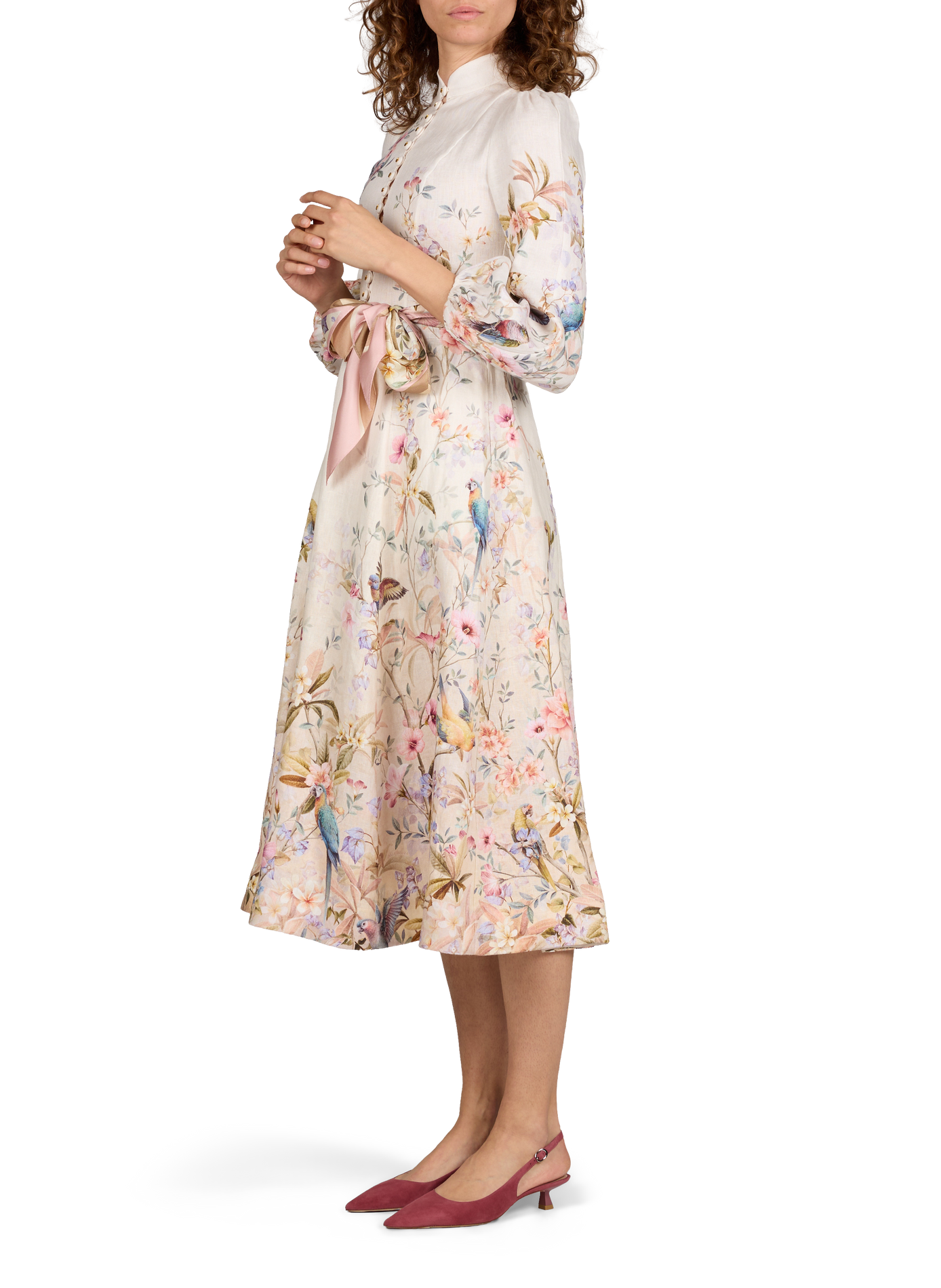 Rebellion floral linen button-down midi dress ZIMMERMANN Multicolour