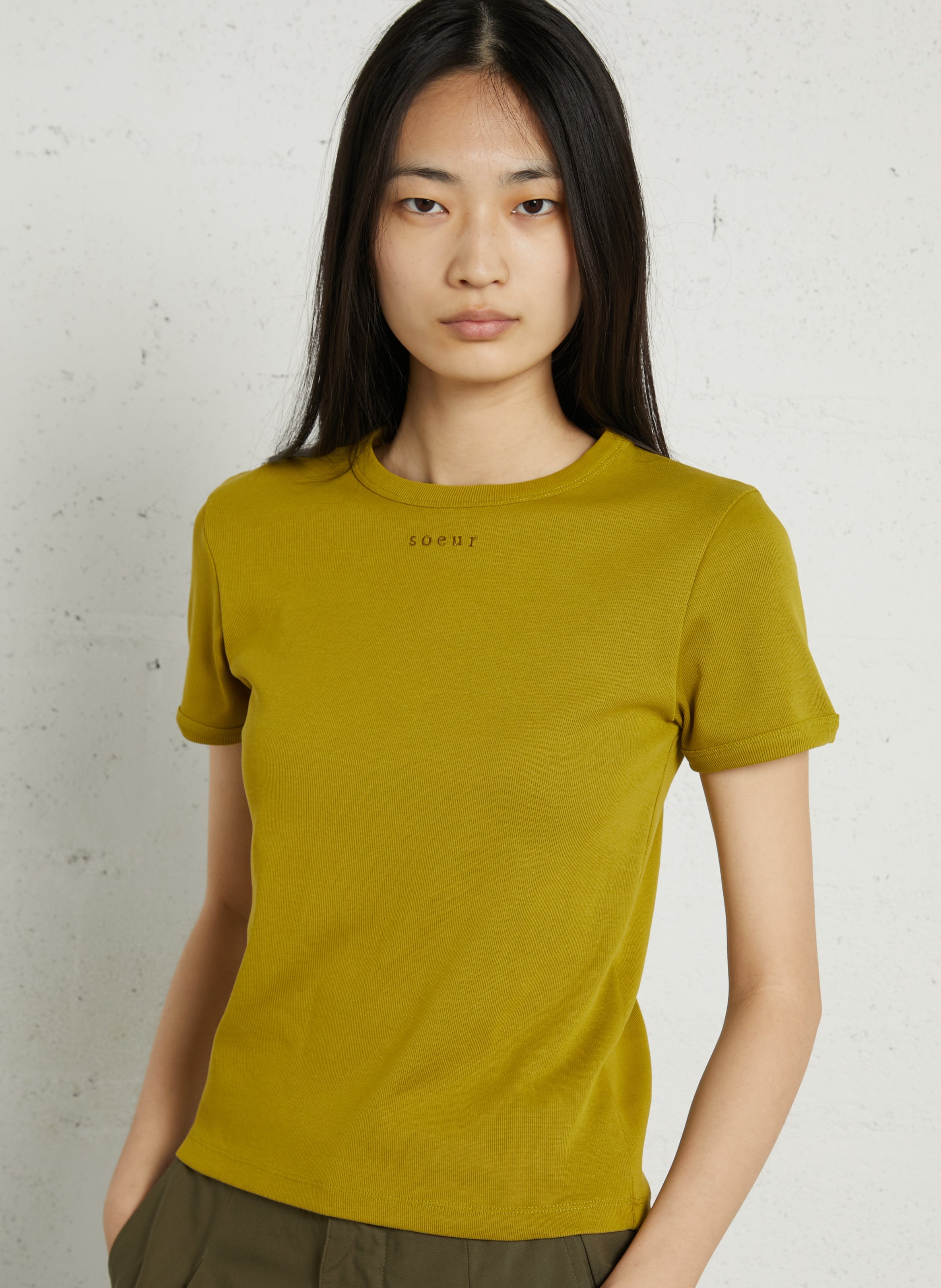 Tee-shirt droit col rond en coton bio aristide SOEUR Vert