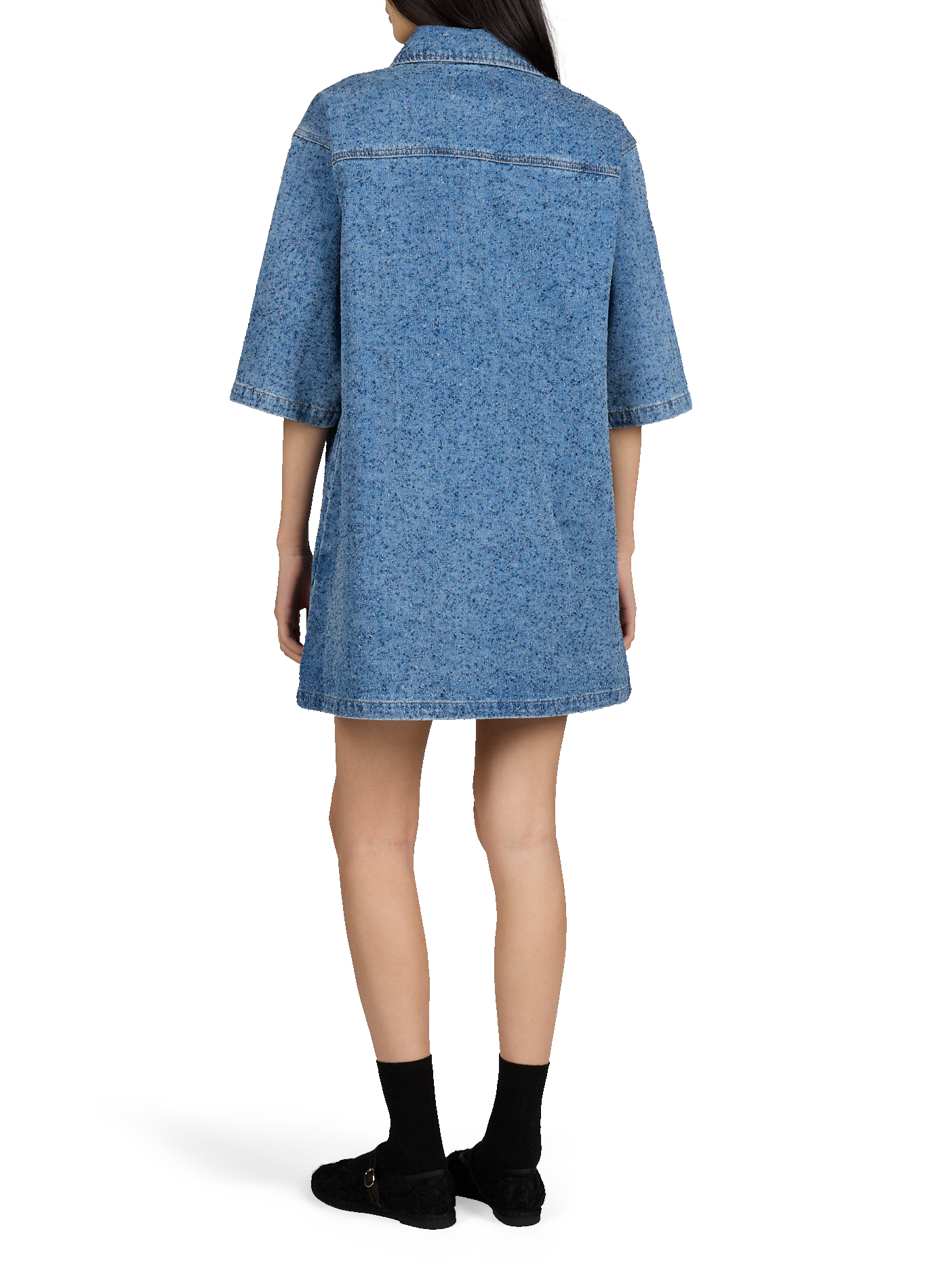 Robe courte en denim de coton piqué OBJECT Bleu