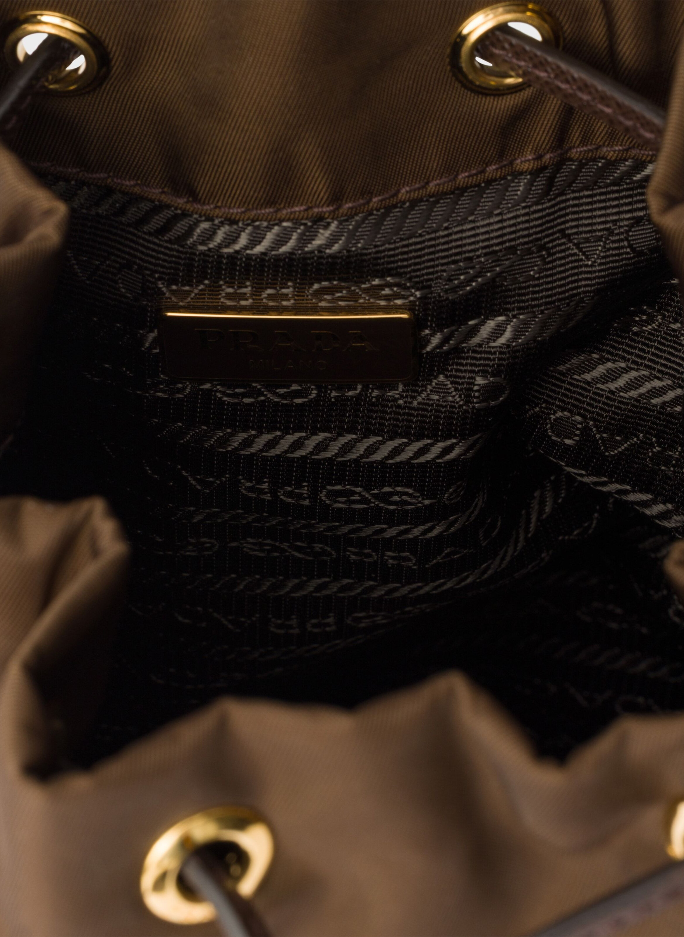 Sac seau prada duet en re-nylon PRADA Marron