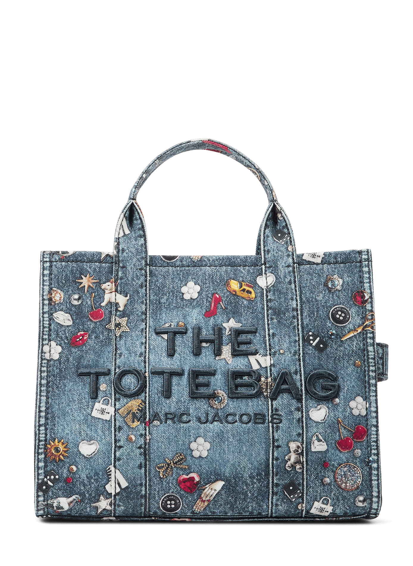 Borsa tote stampata in cotone MARC JACOBS Blu