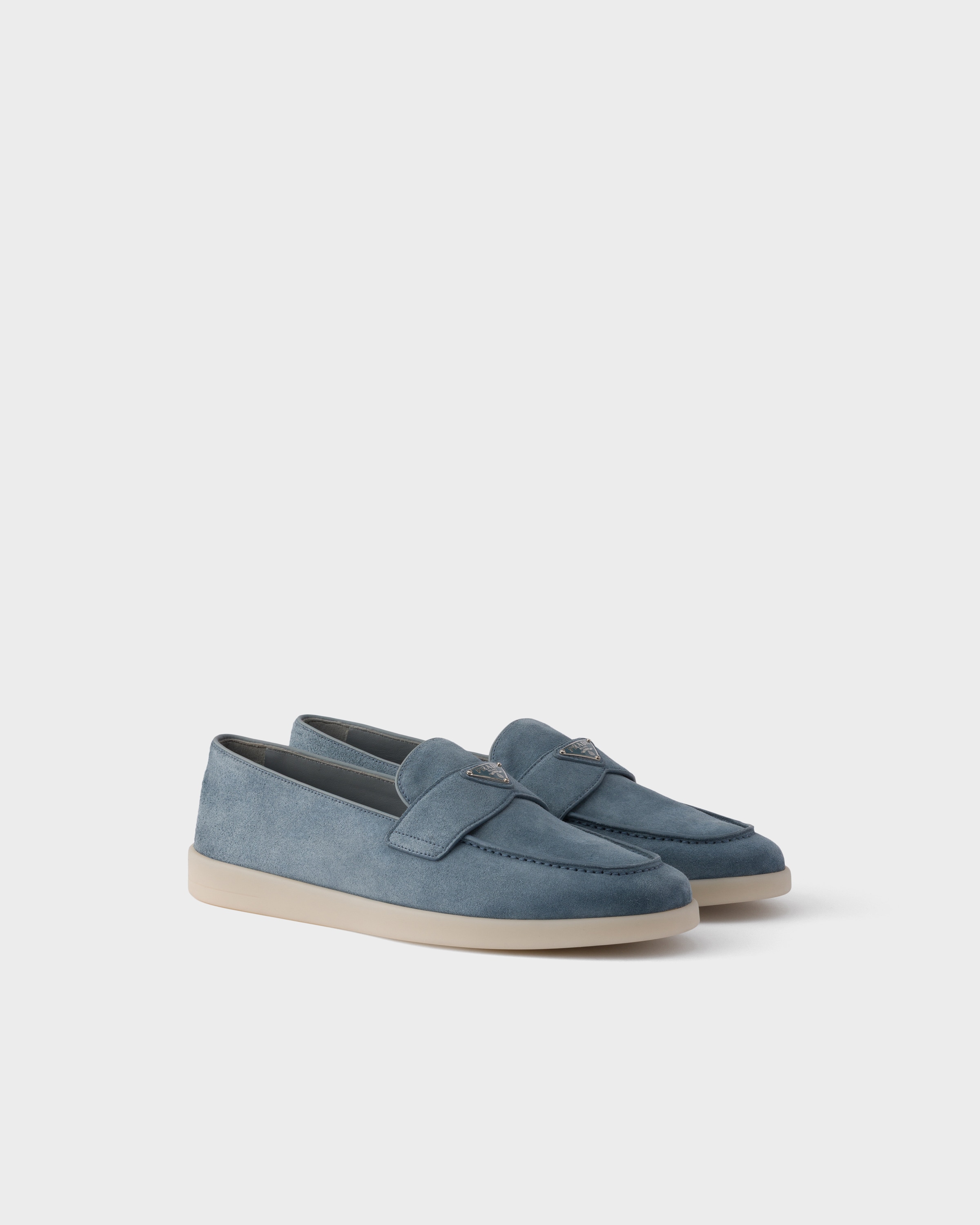Mocassins en veau velours PRADA Bleu