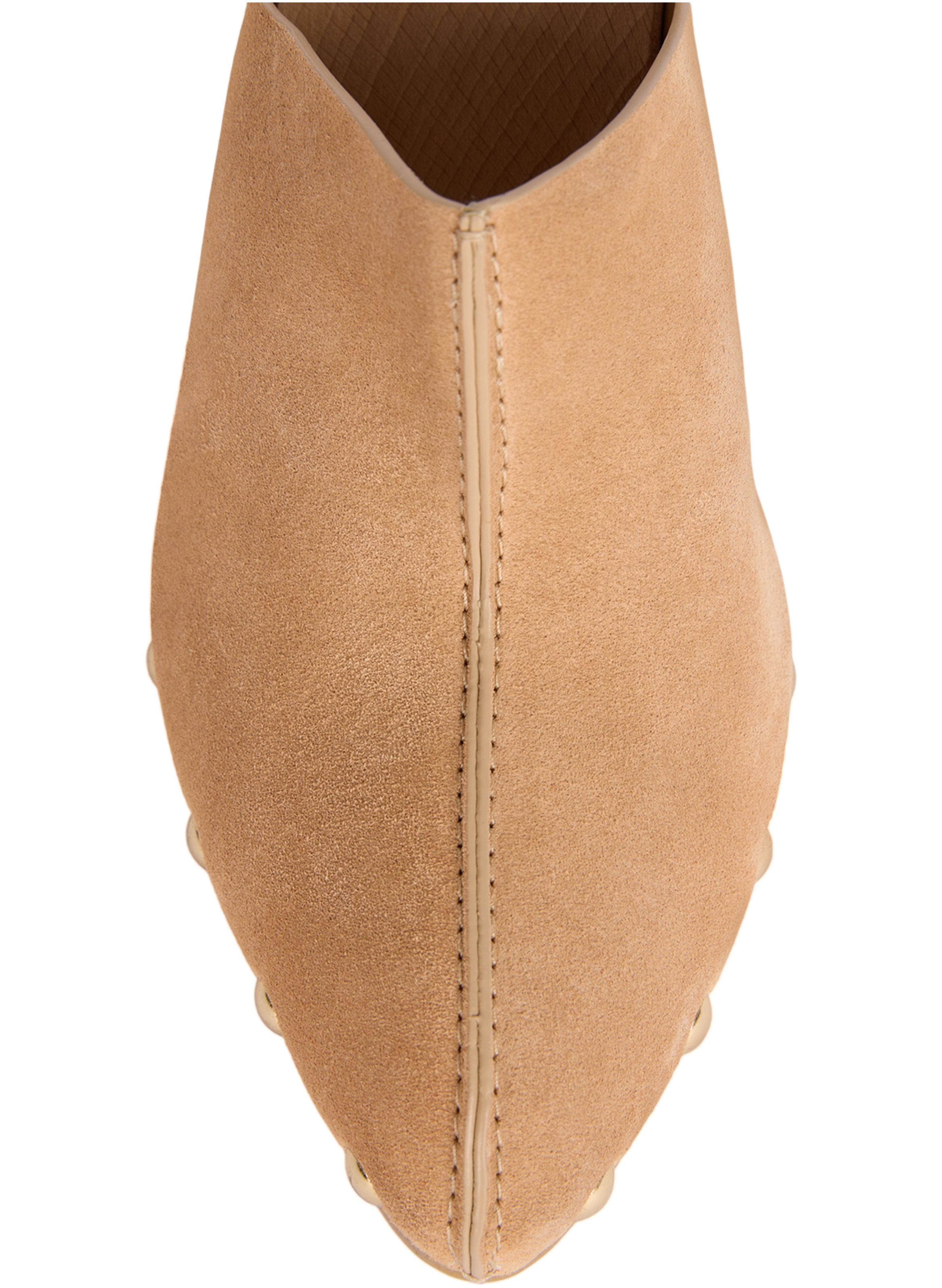 Sabots wedge en bois et cuir suédé BALMAIN Beige