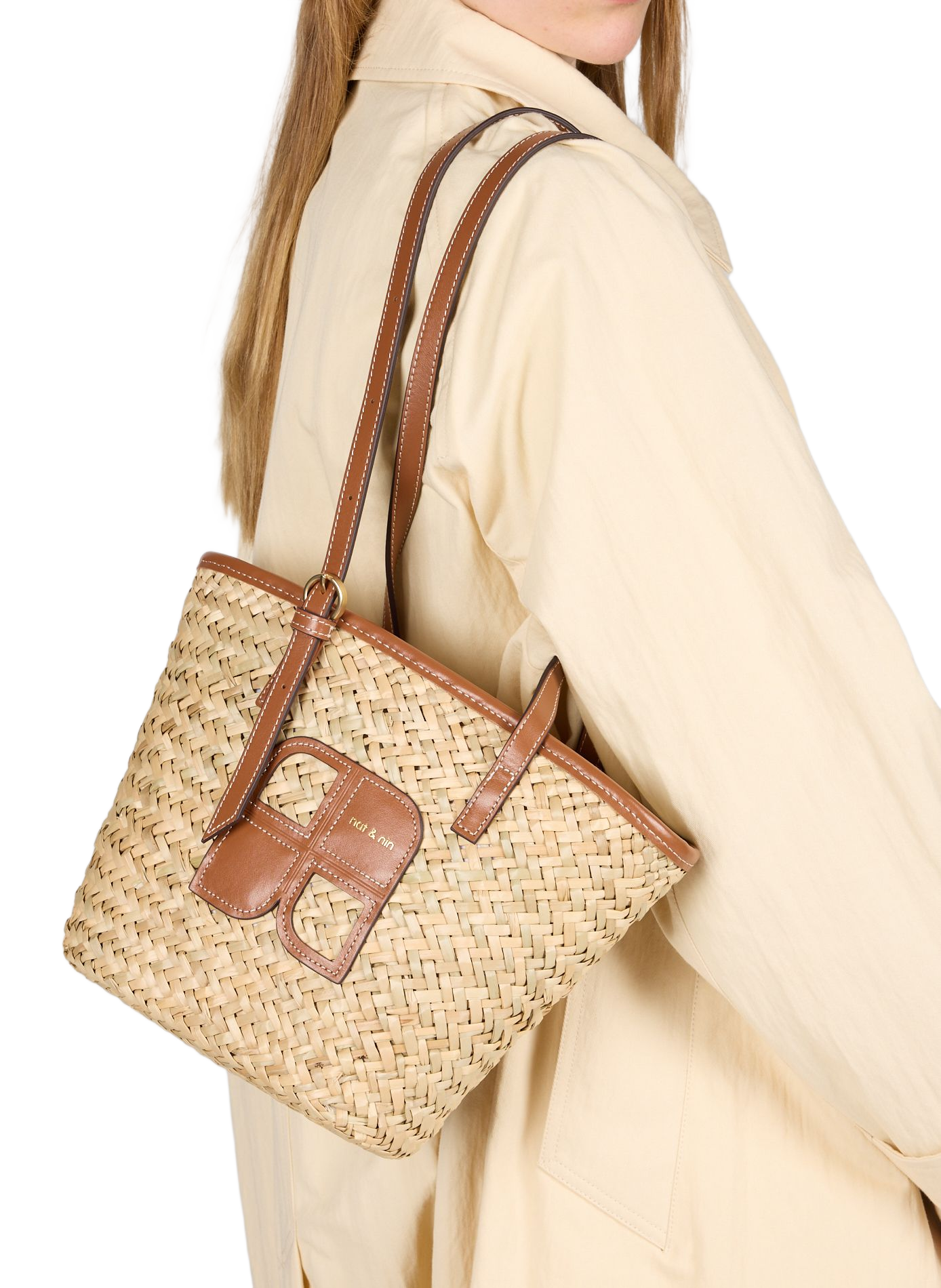 Sac cabas Rafael en paille NAT & NIN Marron