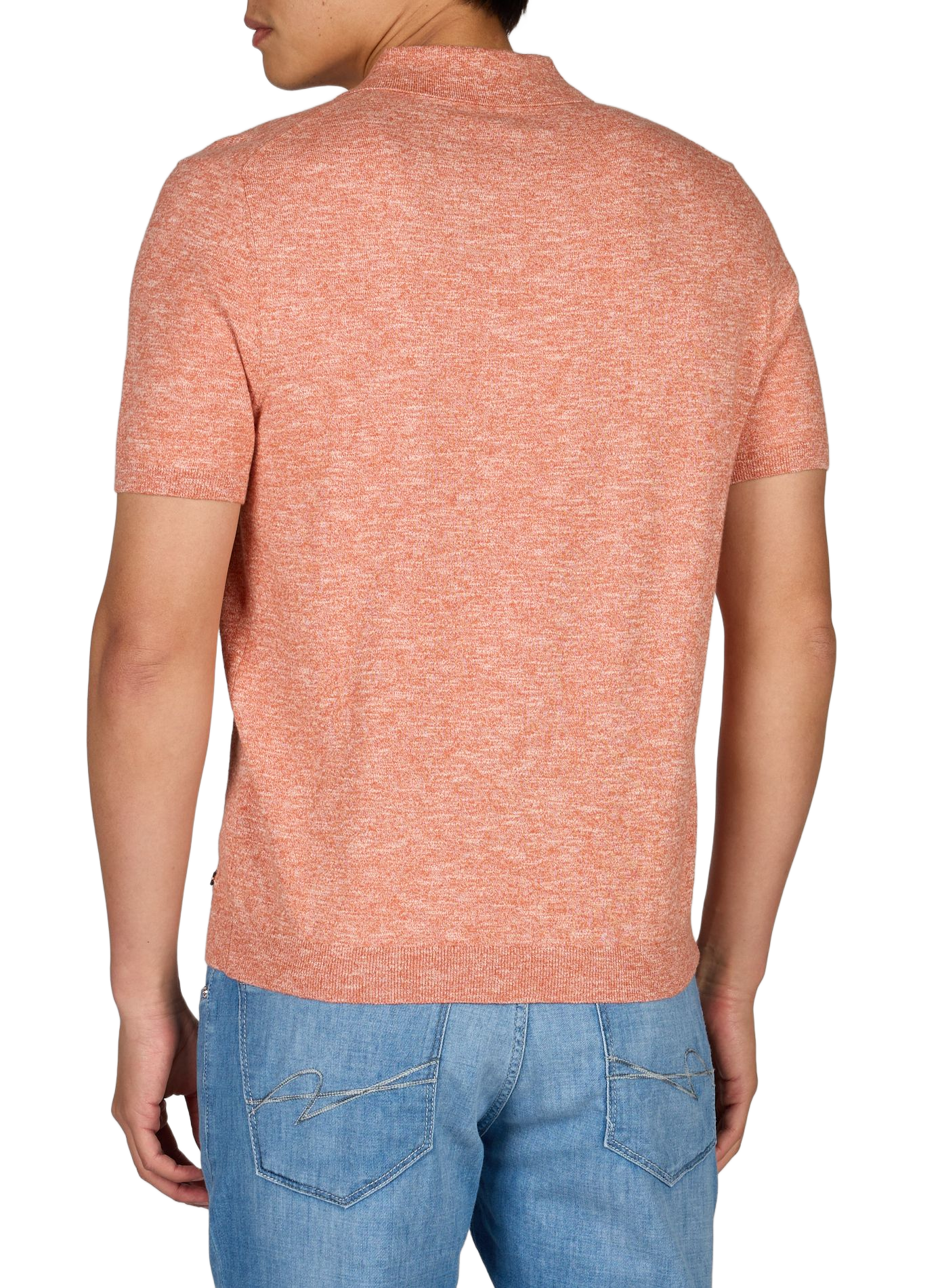 Polo a maniche corte in cotone e lino. PIERRE CARDIN Arancione