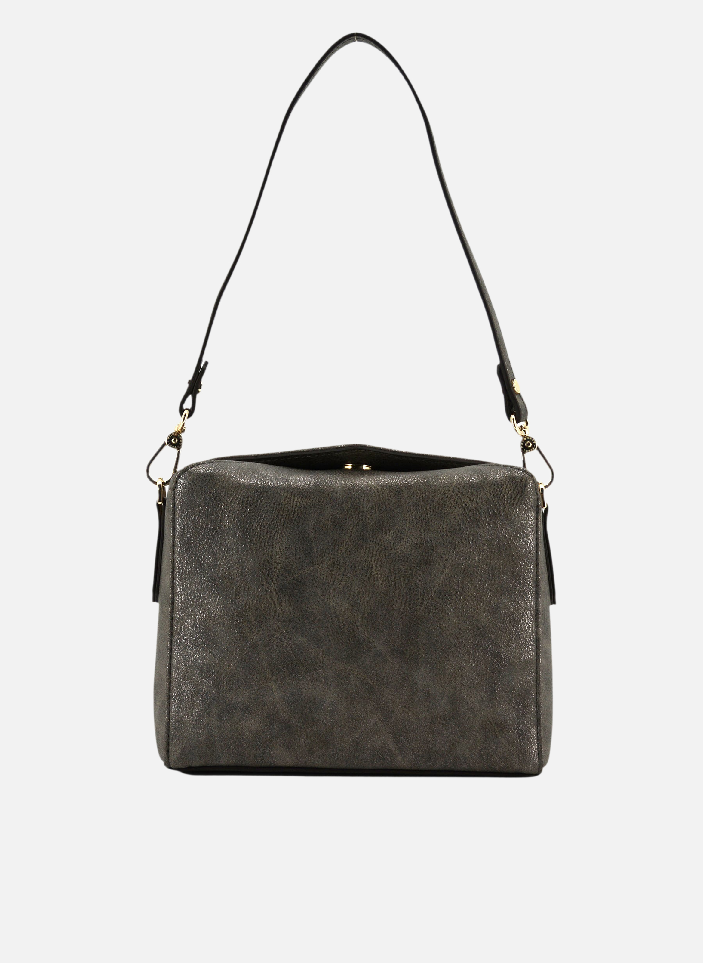 Cassetta vernis | sac porté épaule en cuir de vachette | Gris POURCHET Femme