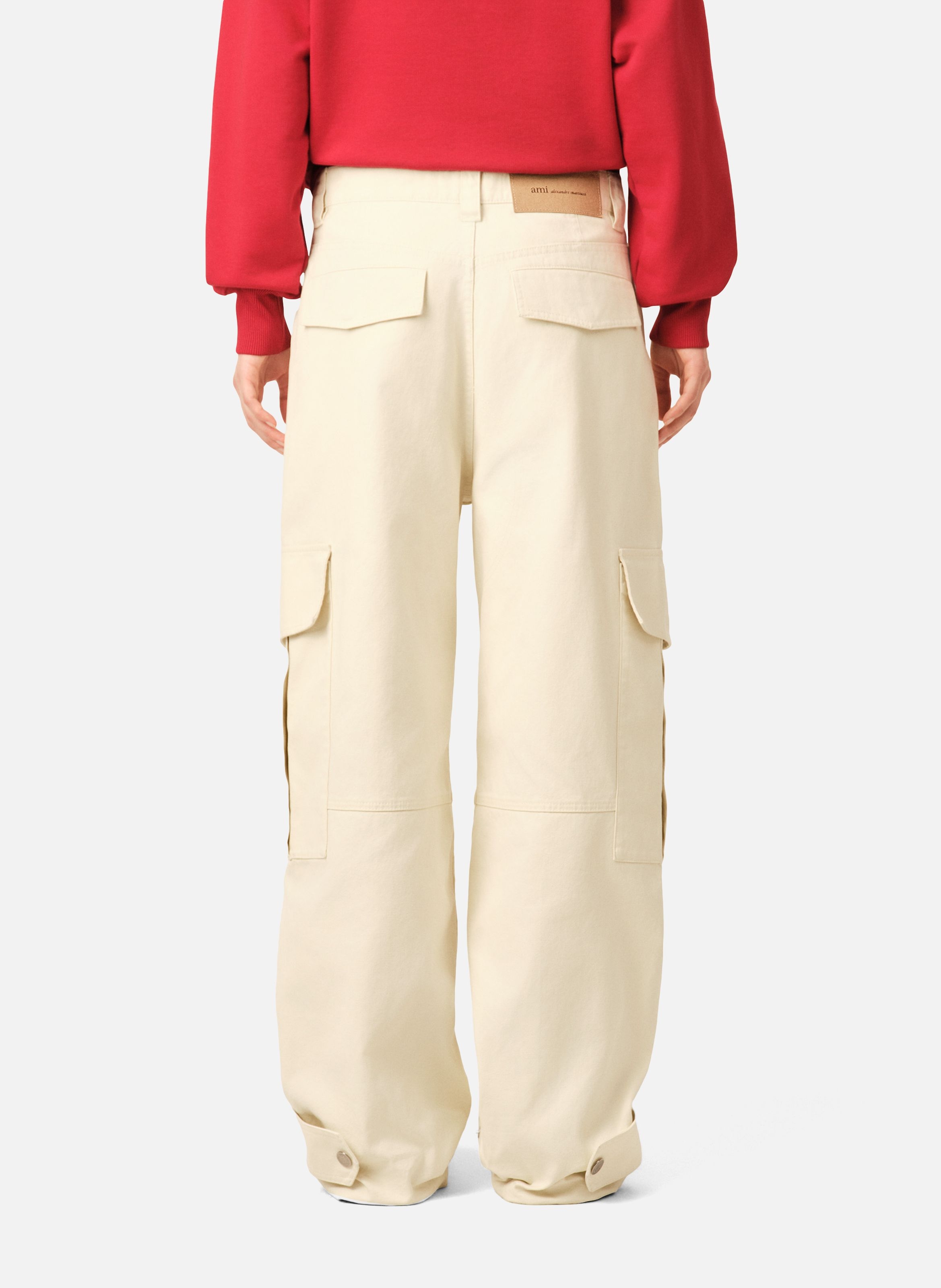 Pantalon cargo coupe baggy en coton AMI PARIS Blanc