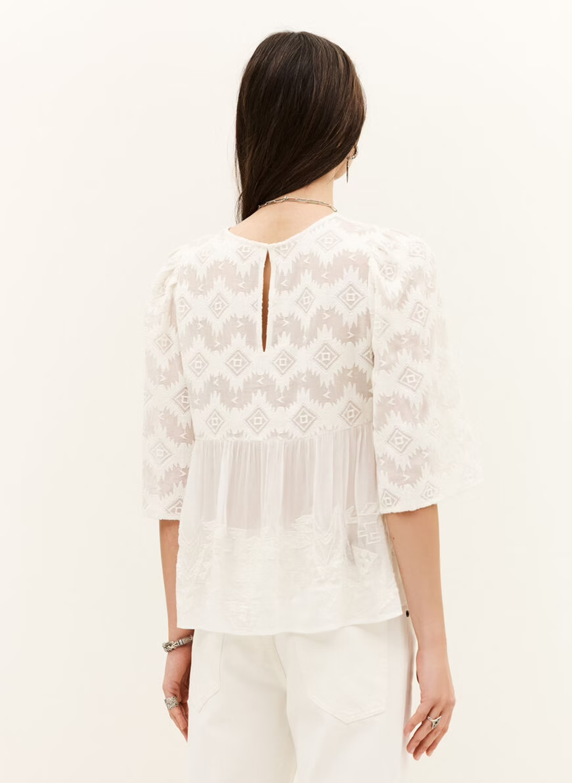 Top with 3/4 lace sleeves - Apollo BA&SH Beige