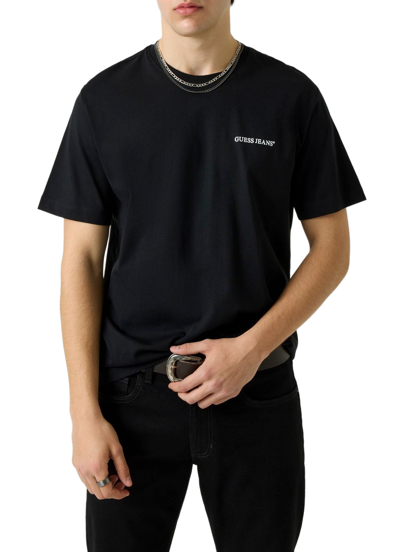 Kurzarm-Baumwollpullover GUESS Schwarz