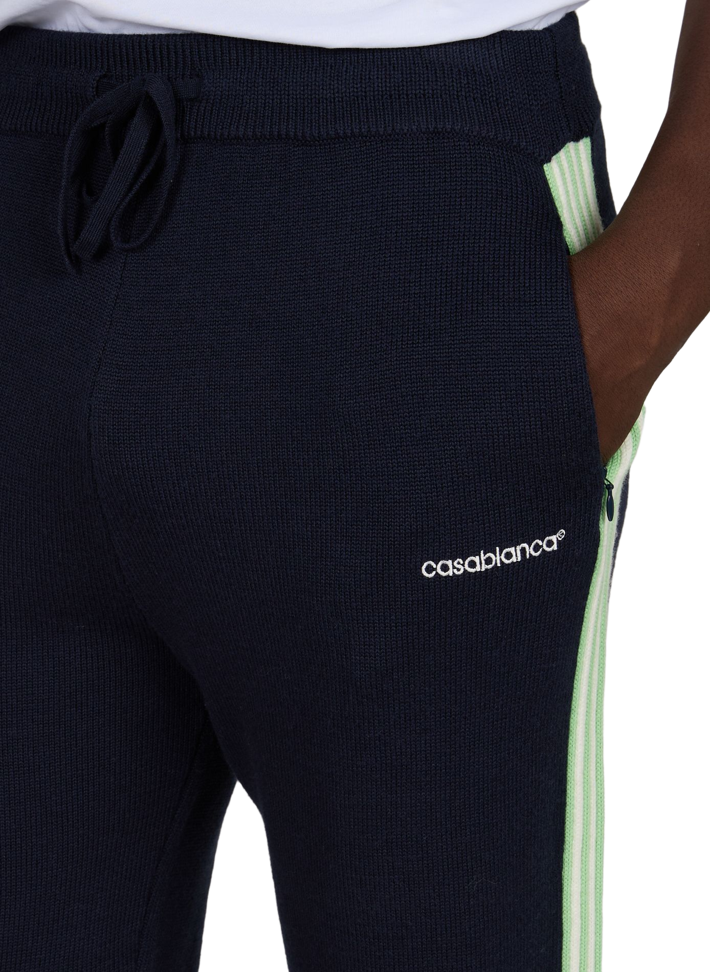 Merino wool embroidered logo trousers CASABLANCA PARIS Blue