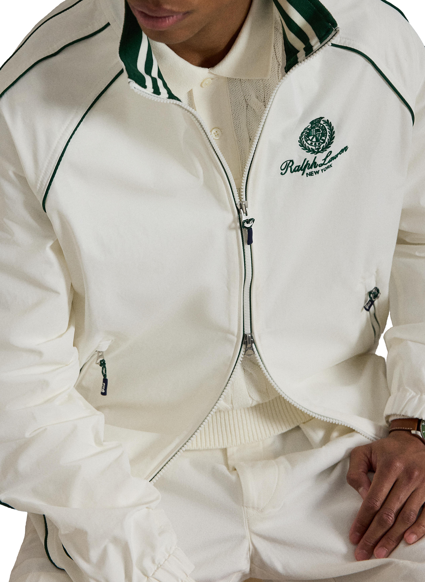 Jacket with high collar in mixed cotton POLO RALPH LAUREN White
