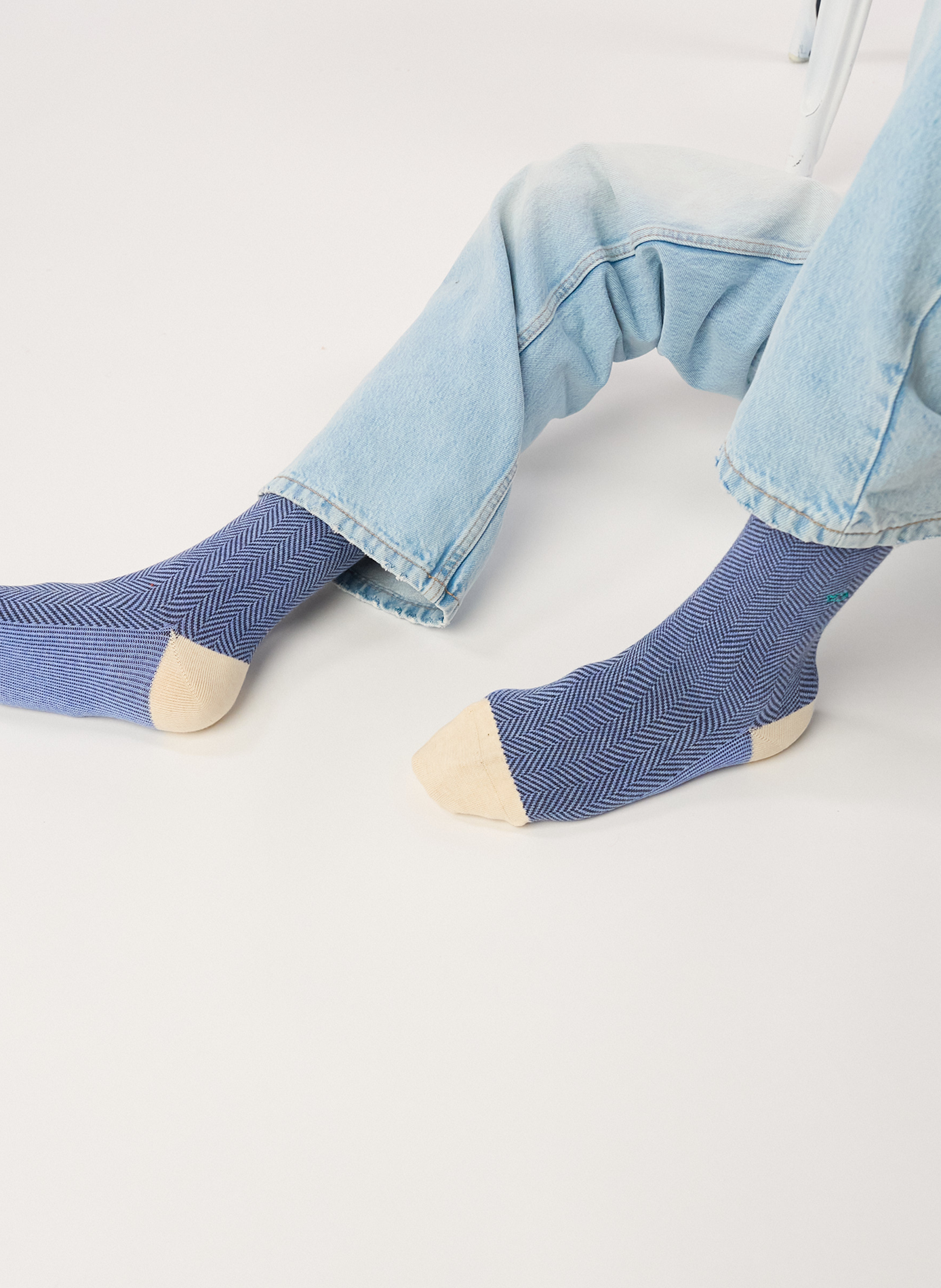 Chaussettes en coton peigné chevrons | Bleu BILLYBELT Homme