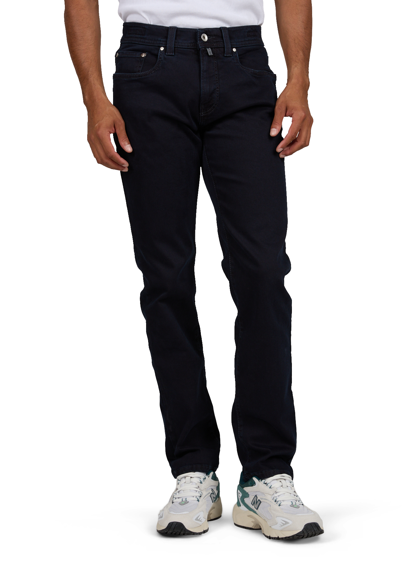 Eng anliegende Baumwoll-Leinen-Hose PIERRE CARDIN Blau