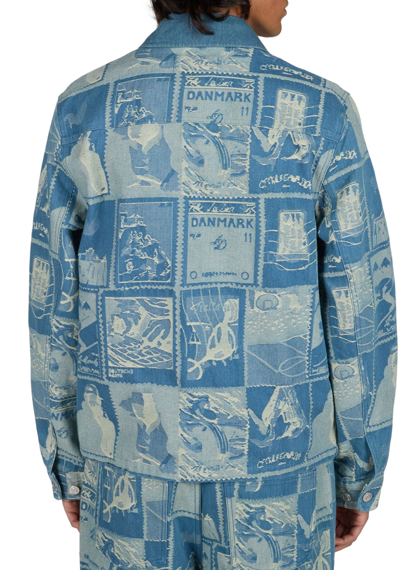 Gerade geschnittene Jacke mit Reißverschluss und Muster LES DEUX Blau