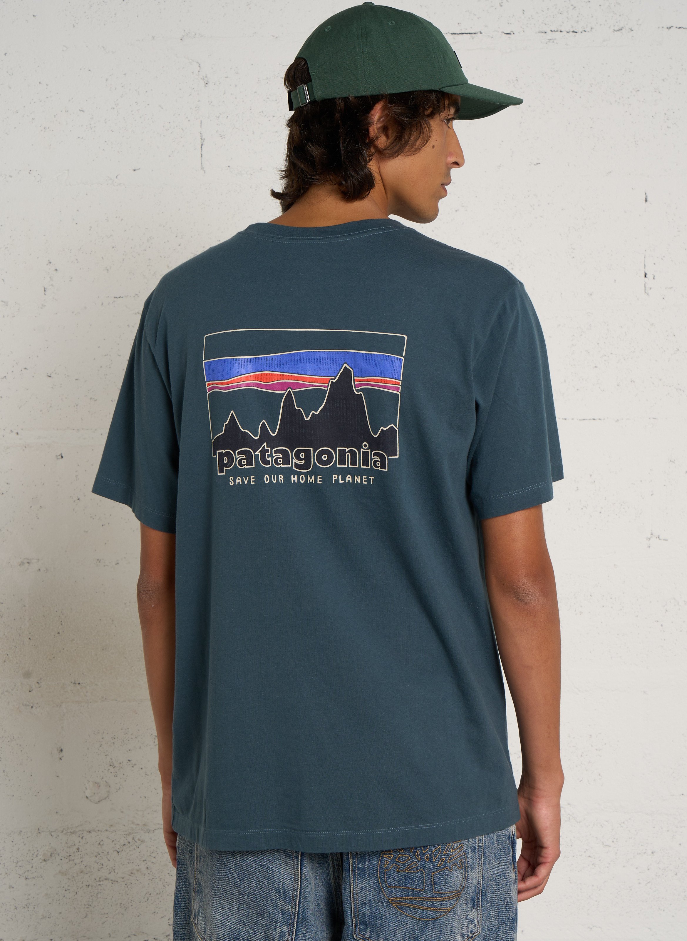 T-shirt van biologisch katoen met rechte pasvorm PATAGONIA Blauw