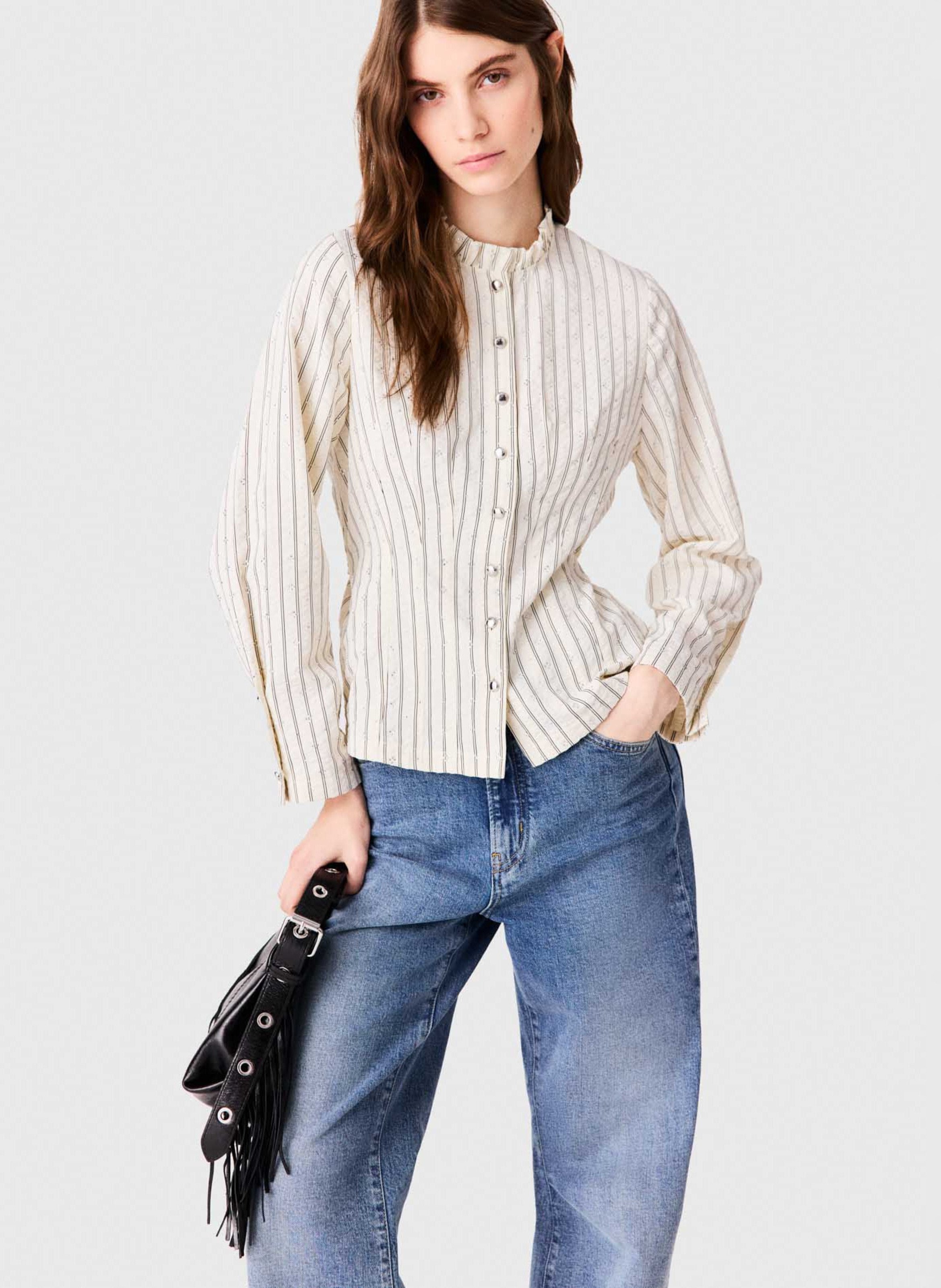 Chemise cintrée à rayures MAJE Beige