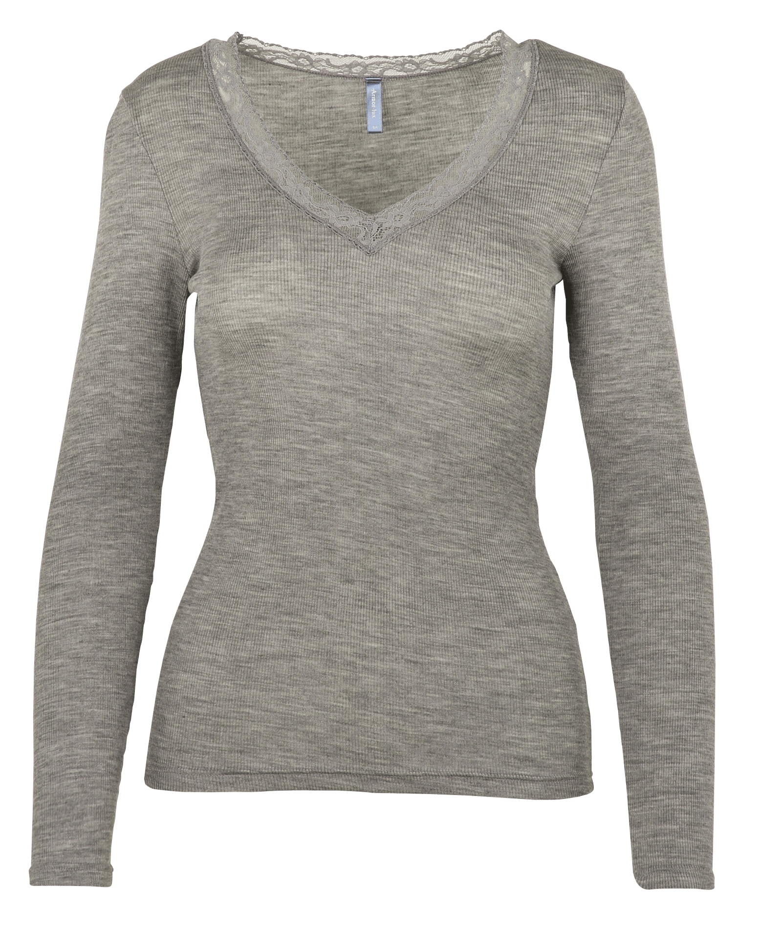 T-shirt met V-hals en effen kant ARMOR-LUX Grijs