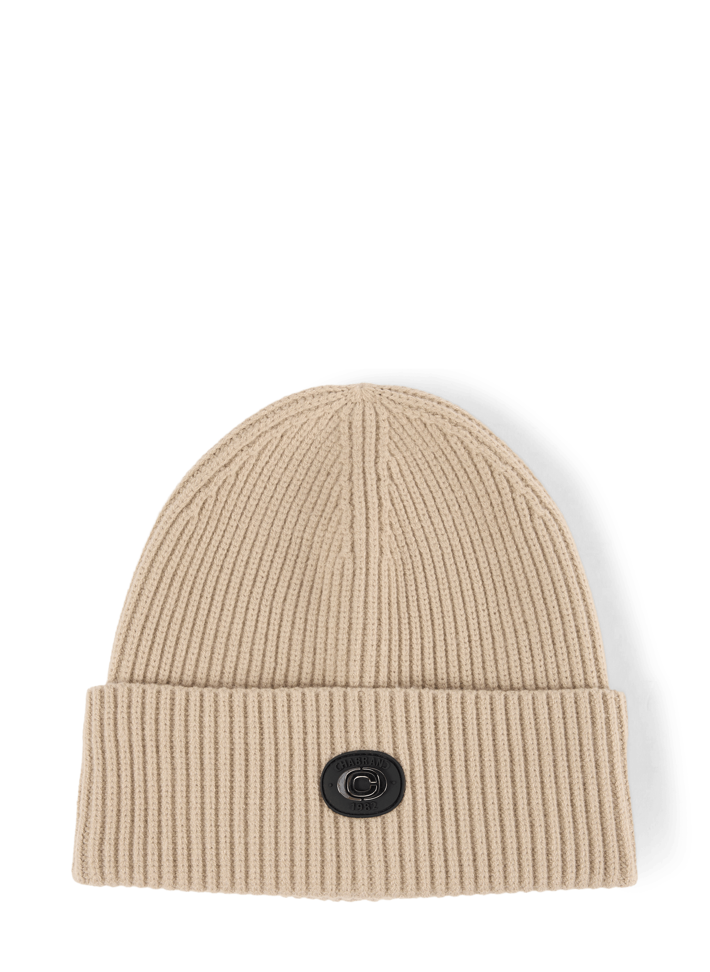 Bonnet à revers en maille côtelée CHABRAND Beige